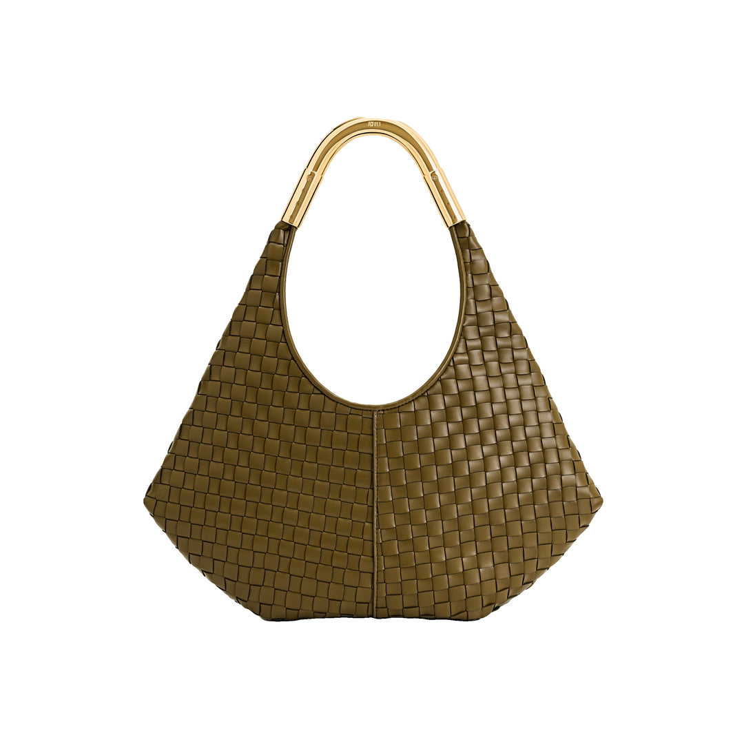 JW PEI Olivia Hand-Woven Metal Handle Hobo Bag - Olive Green