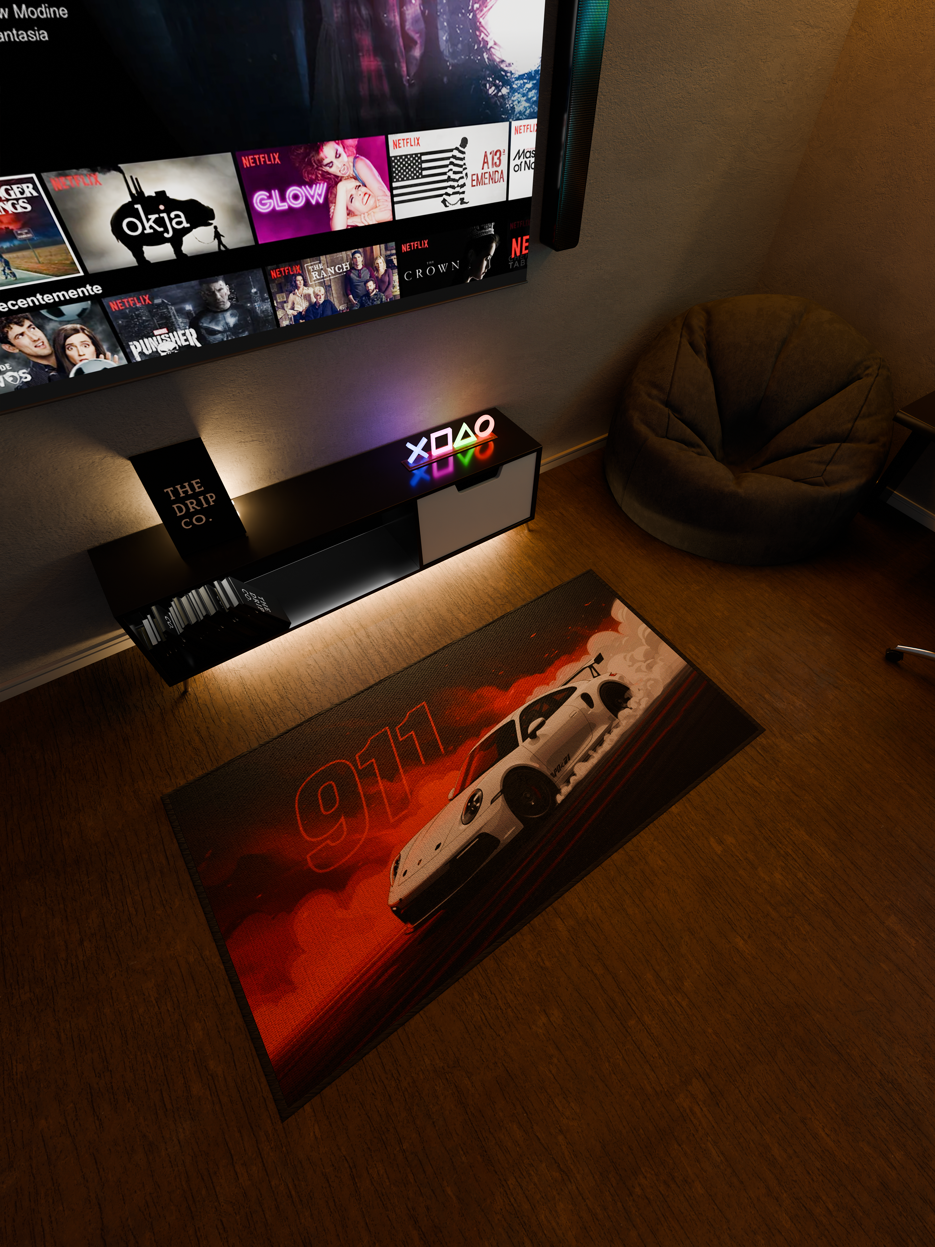 911 car Washable Custom Rug