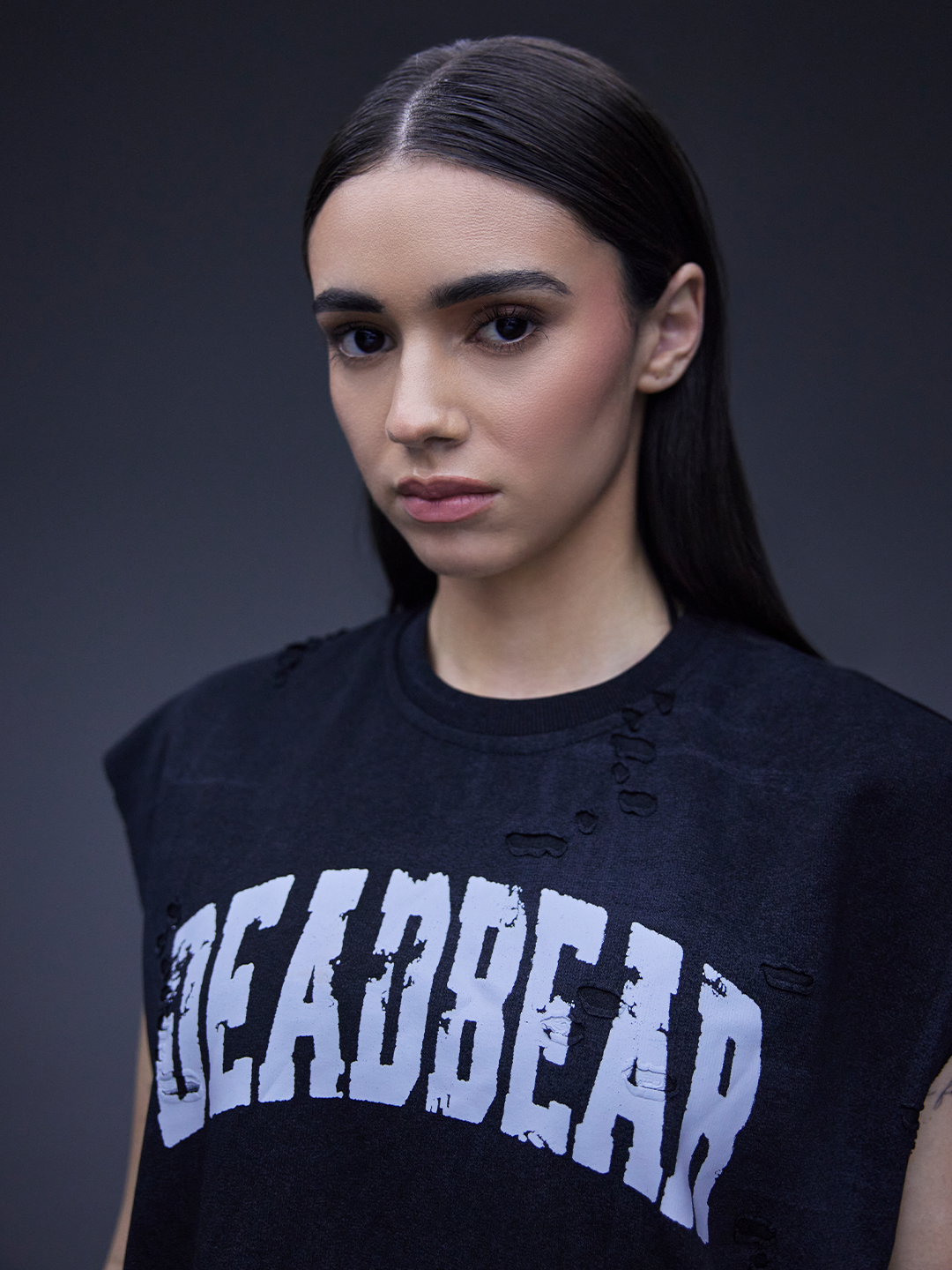 Distressed Washed Black Tank