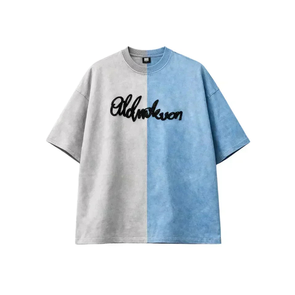 Half n Half T Shirt (Grey-Blue)