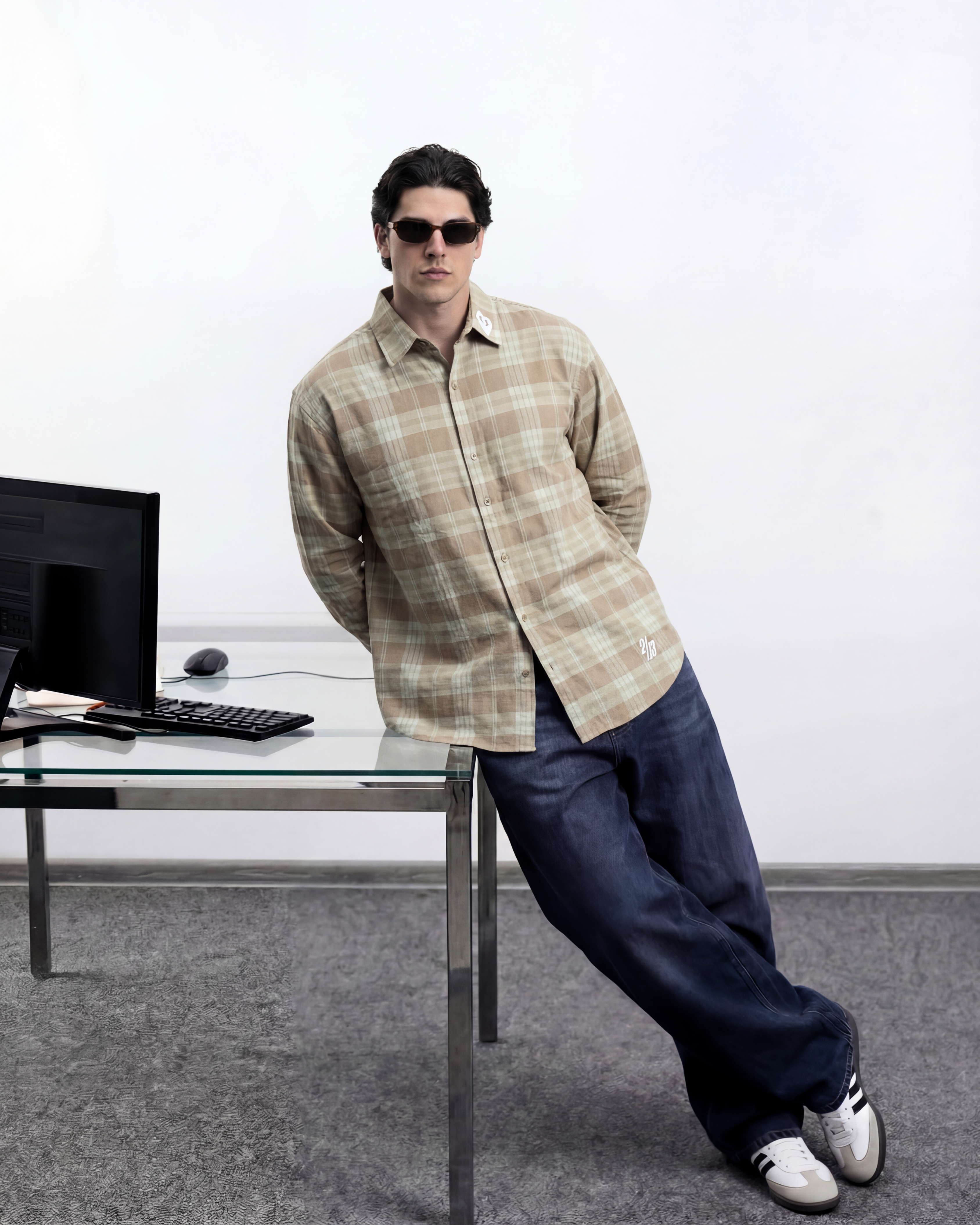 Checkered Shirt Beige