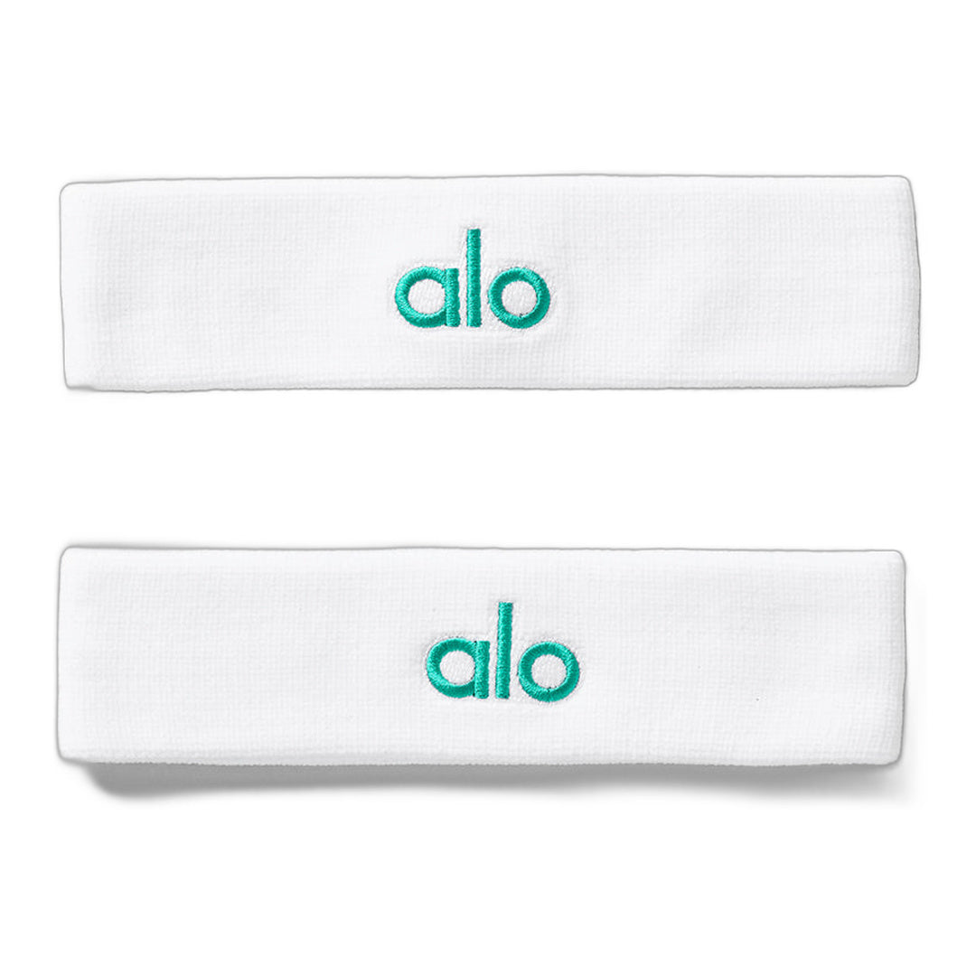 alo Glow Sweatband (2-Pack) - White/Spruce Green