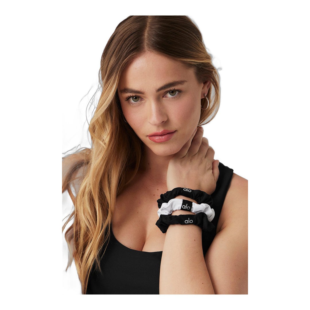alo Fresh Mini Scrunchie (3-Pack) - Black/White