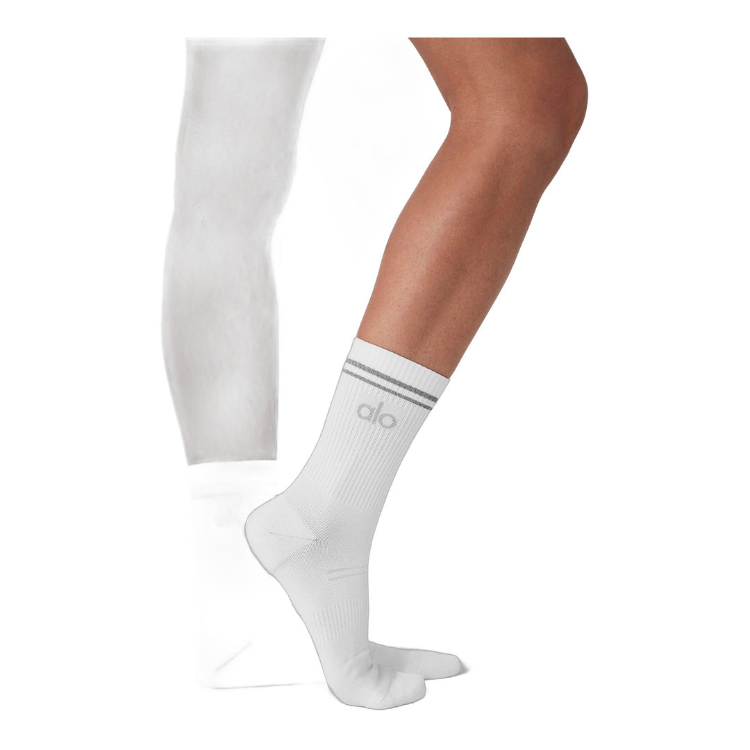 alo Unisex Half-Crew Performance Sock - White