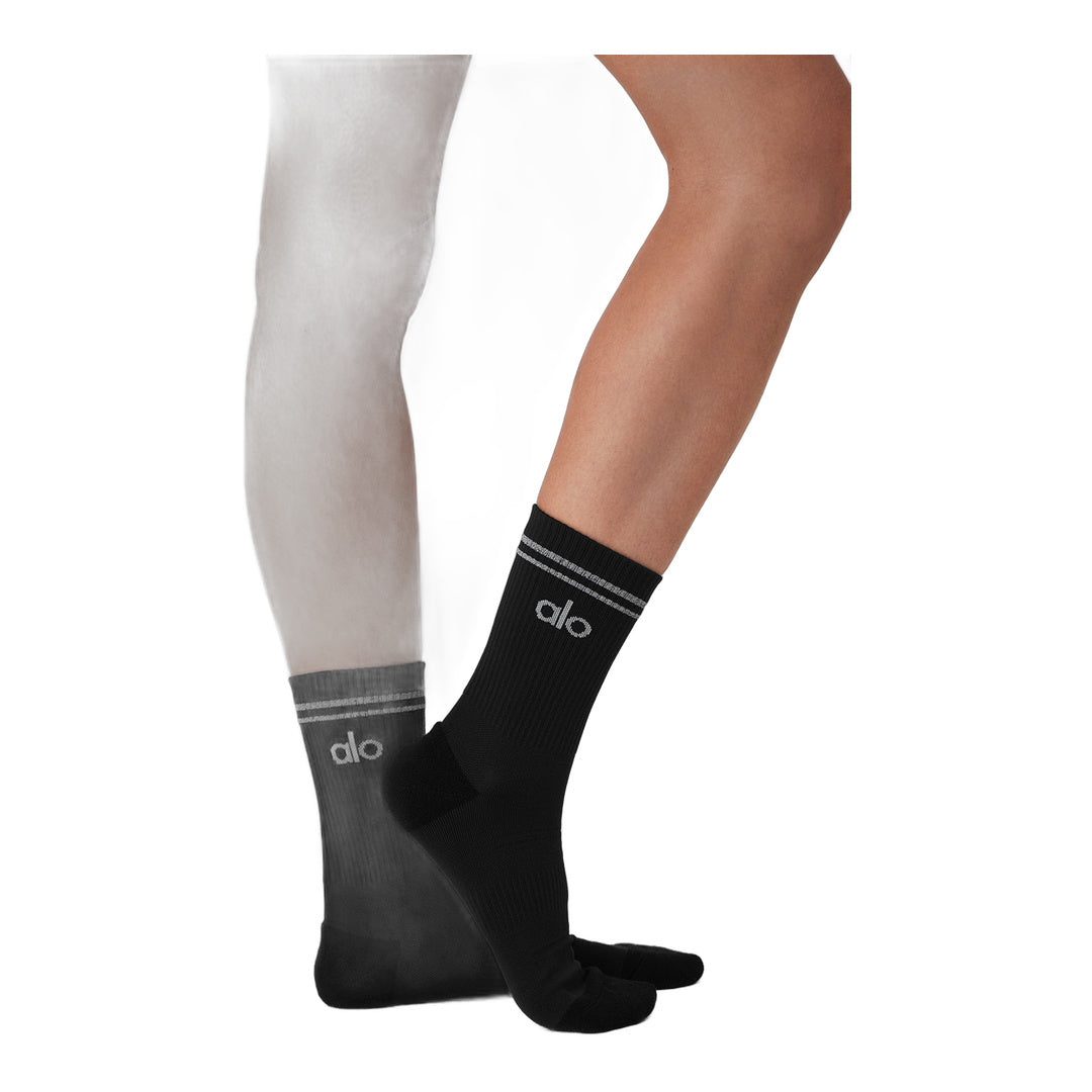 alo Unisex Half-Crew Performance Sock - Black