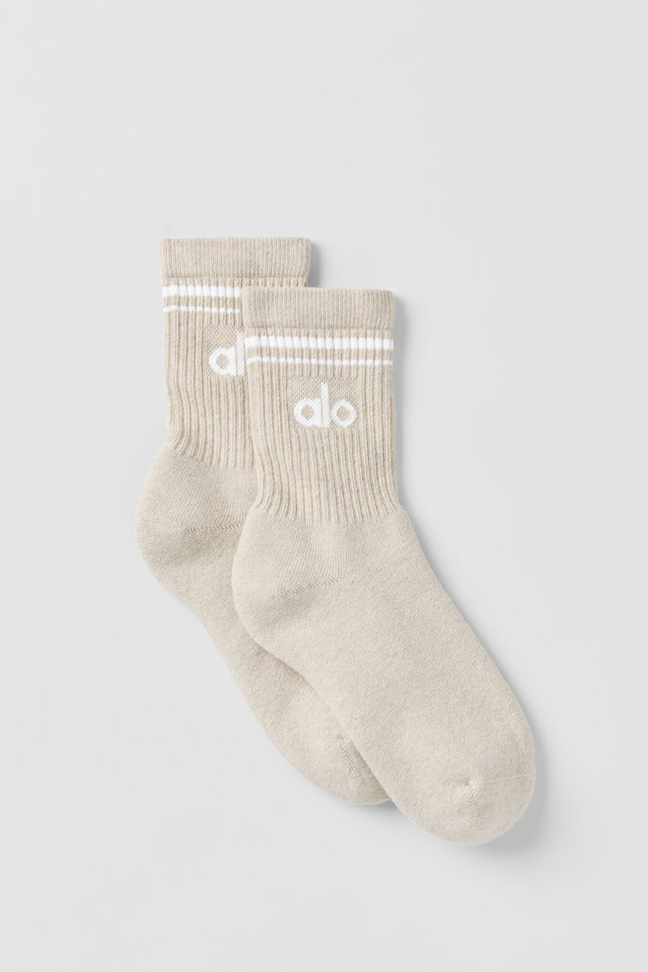 alo Unisex Half-Crew Throwback Sock - Oatmeal Heather/White