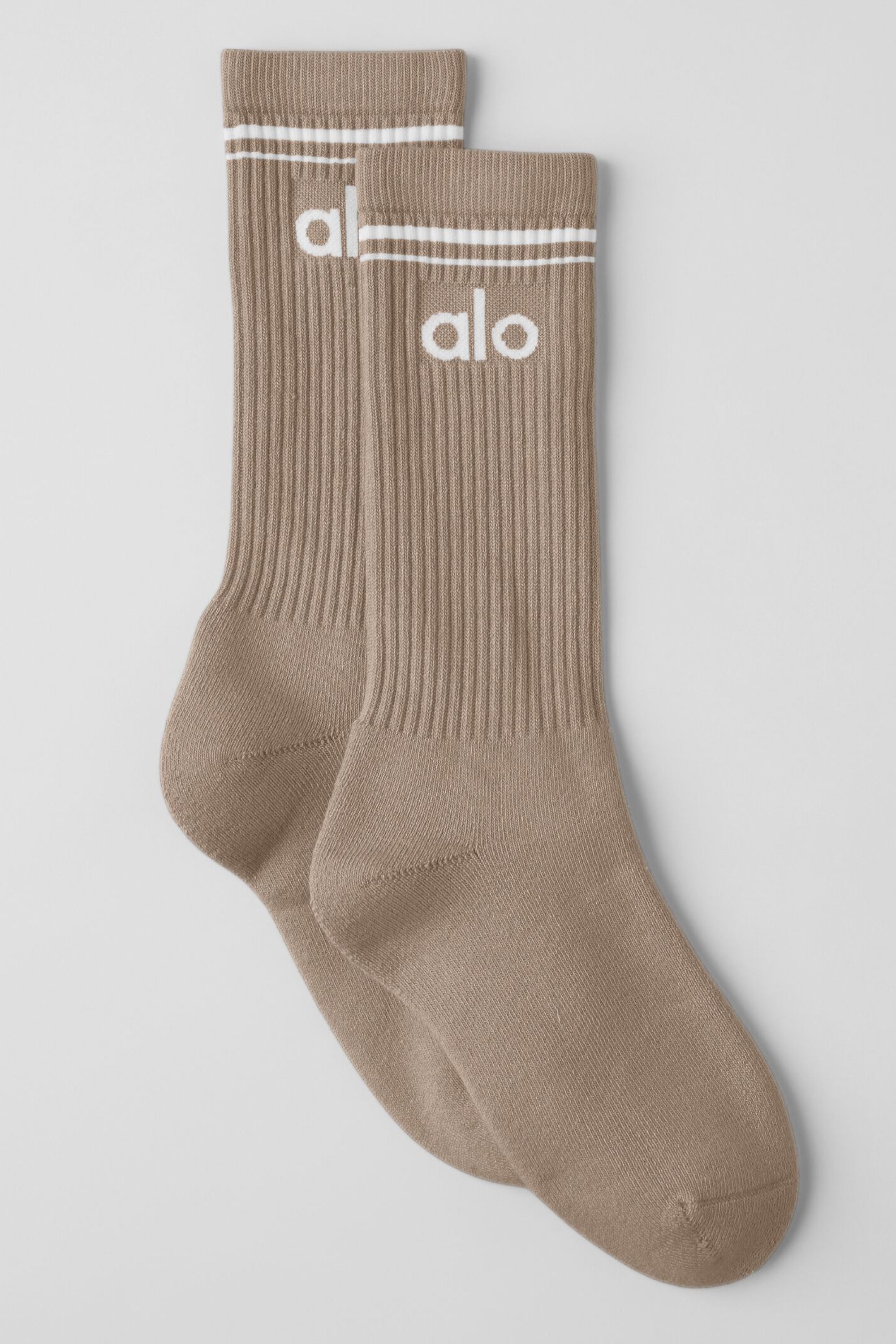alo Unisex Throwback Sock - Gravel/White
