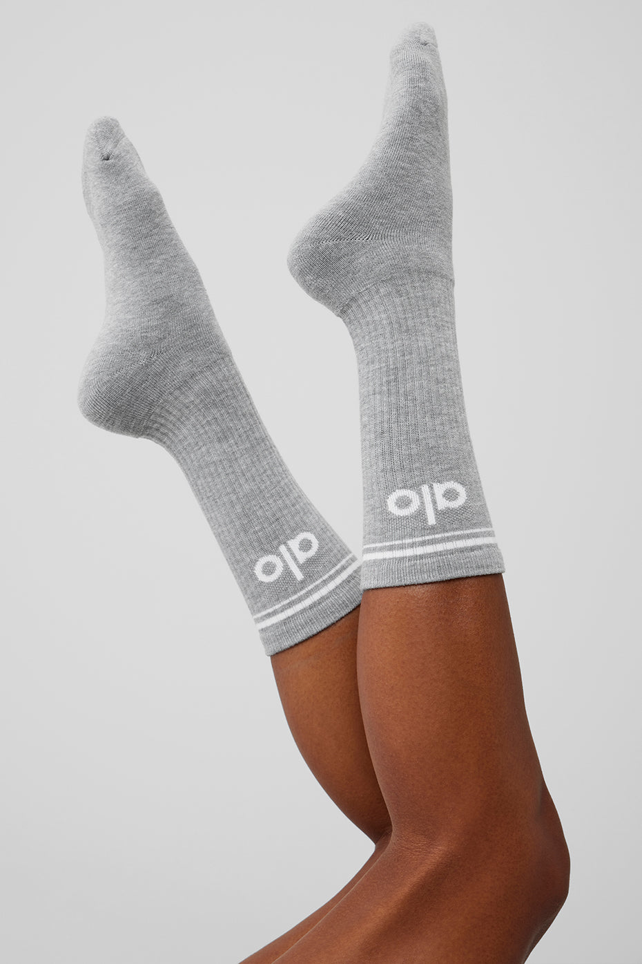 alo Unisex Throwback Sock - Athletic Heather Grey/White