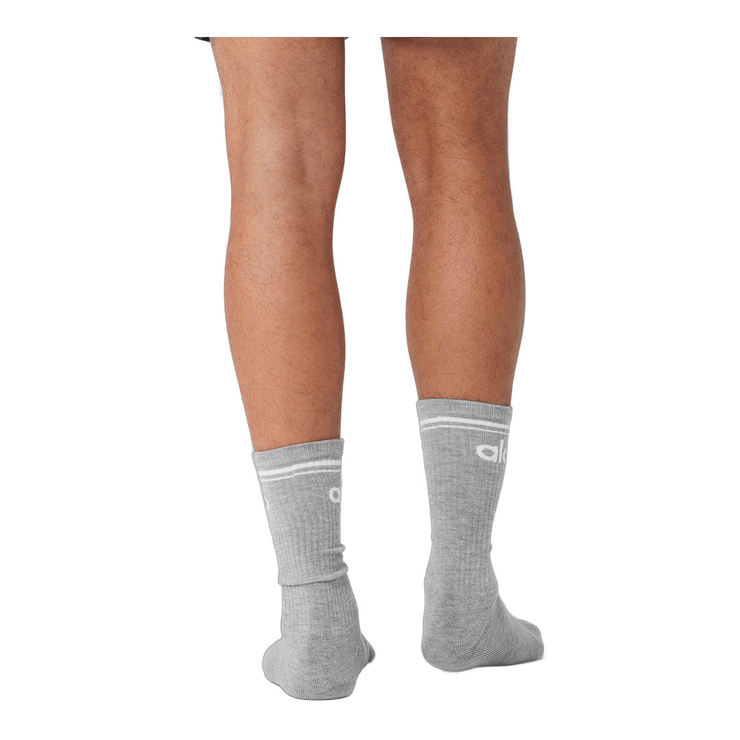 alo Unisex Throwback Sock - Athletic Heather Grey/White