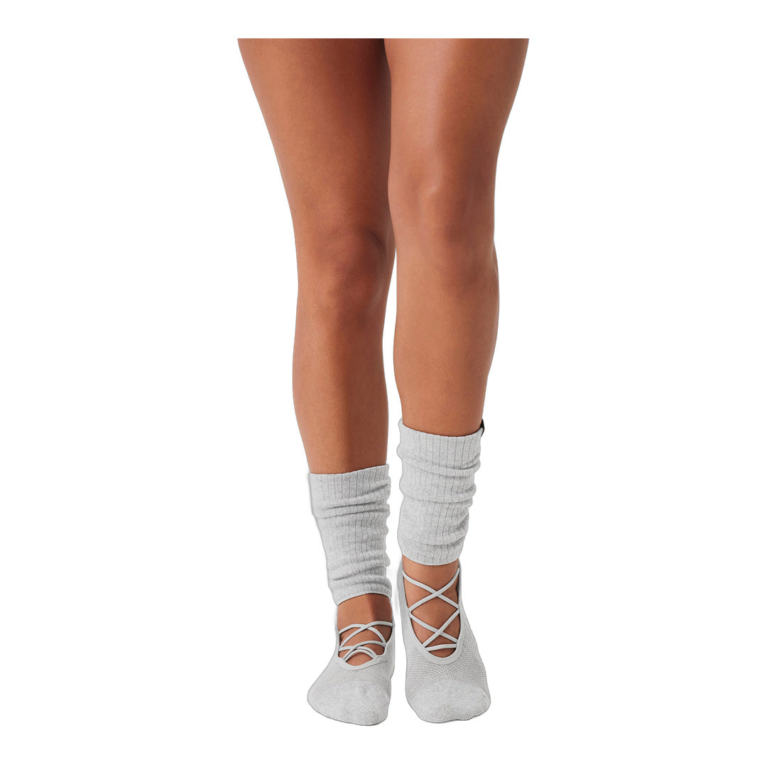 alo Women's Strappy Siren Grip Sock - Athletic Heather Grey