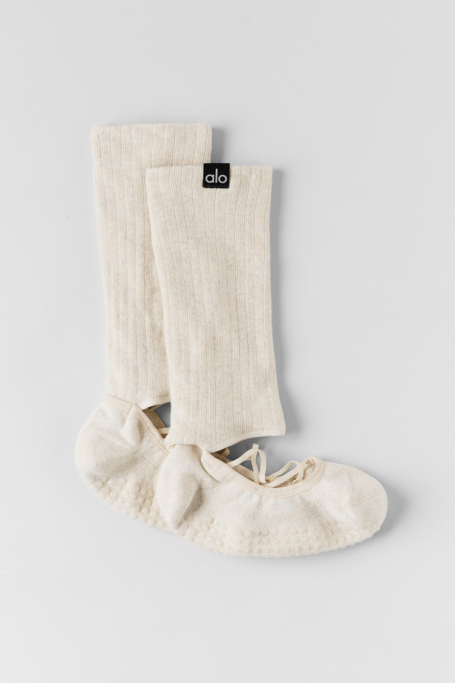 alo Women's Strappy Siren Grip Sock - Oatmeal Heather
