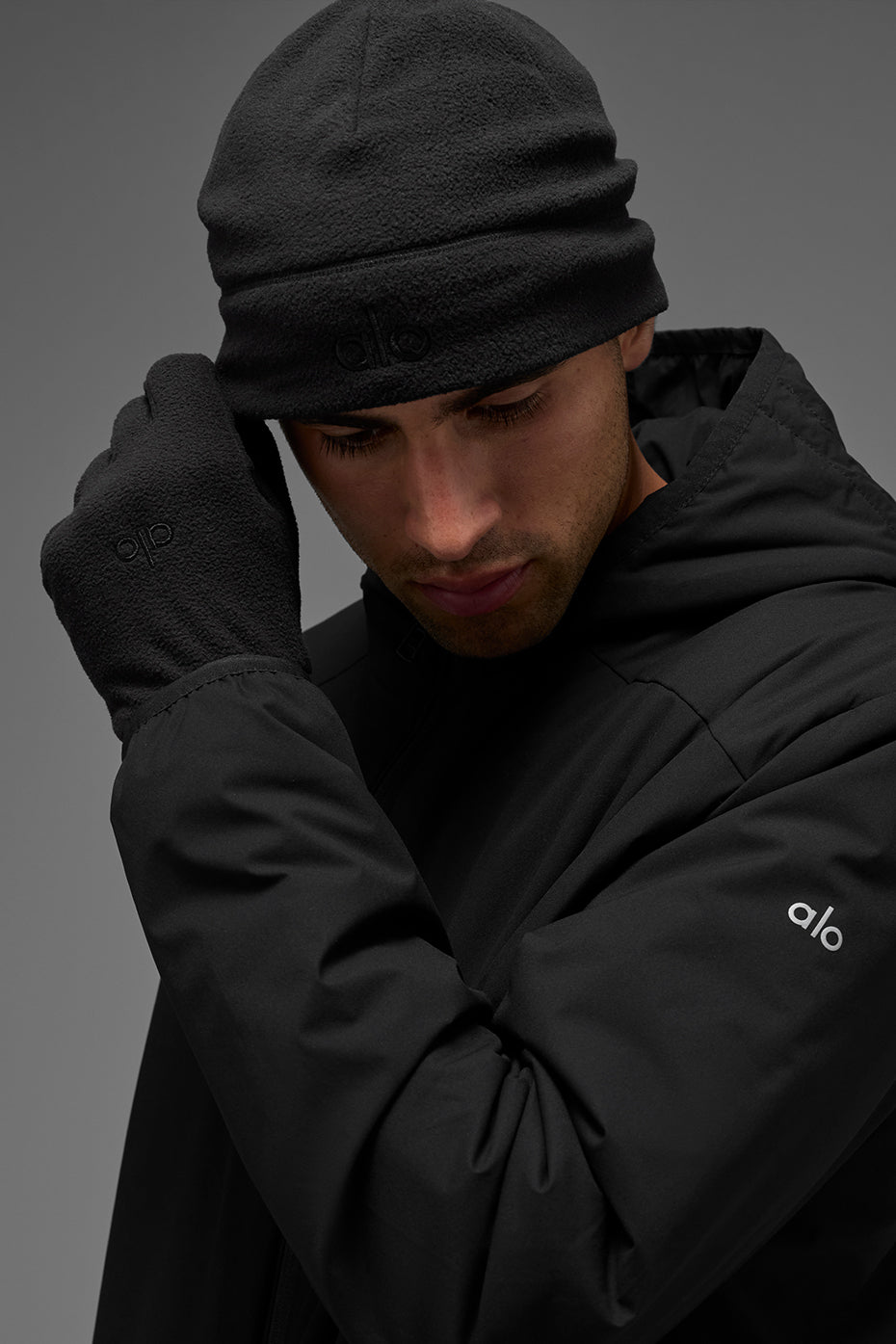 alo Performance Fleece Gloves - Black/Black