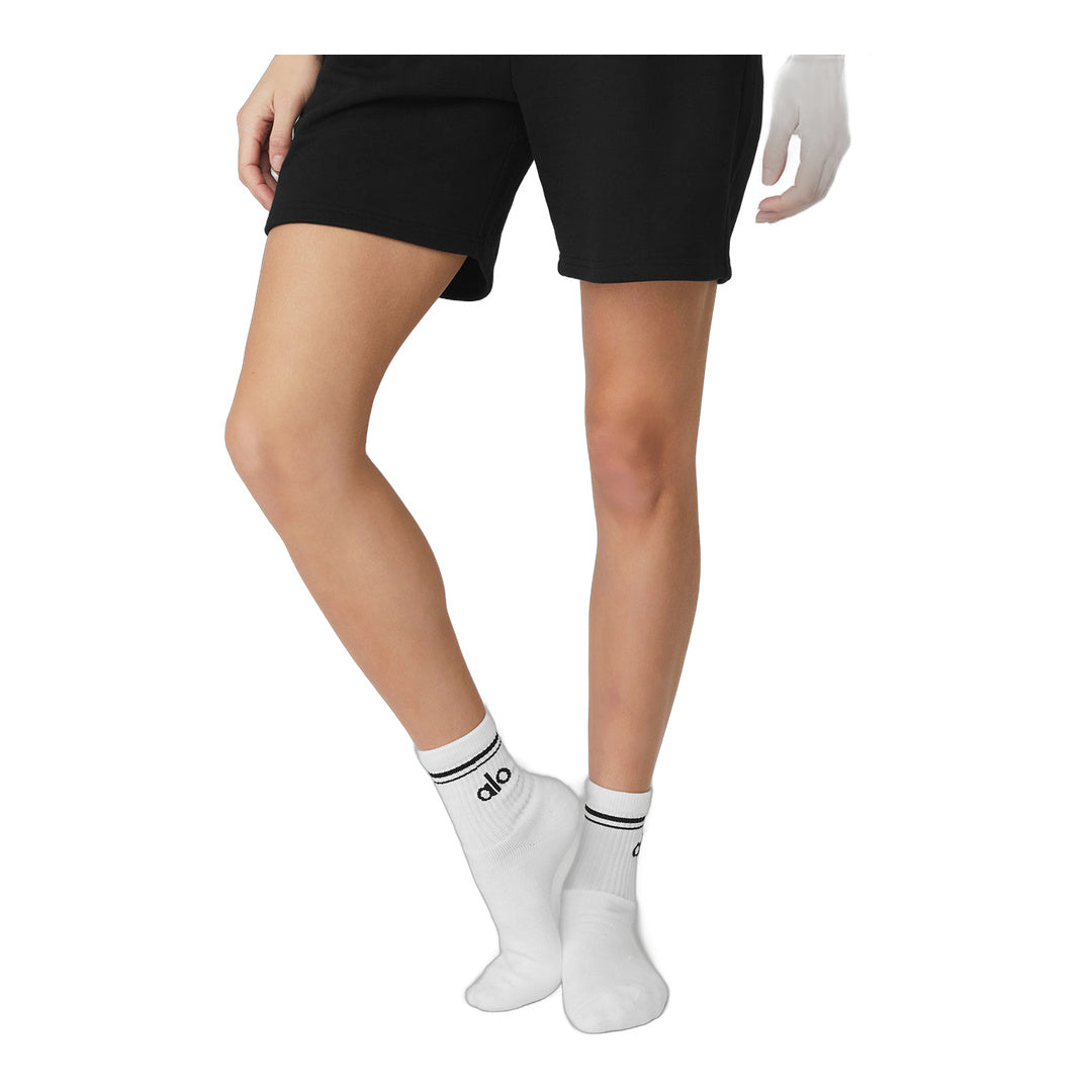 alo Unisex Half-Crew Throwback Sock - White/Black