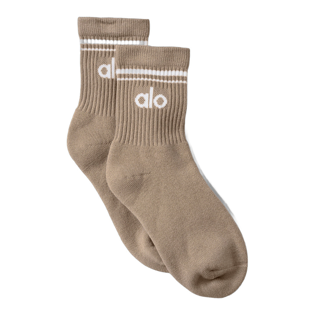 alo Unisex Half-Crew Throwback Sock - Gravel/White