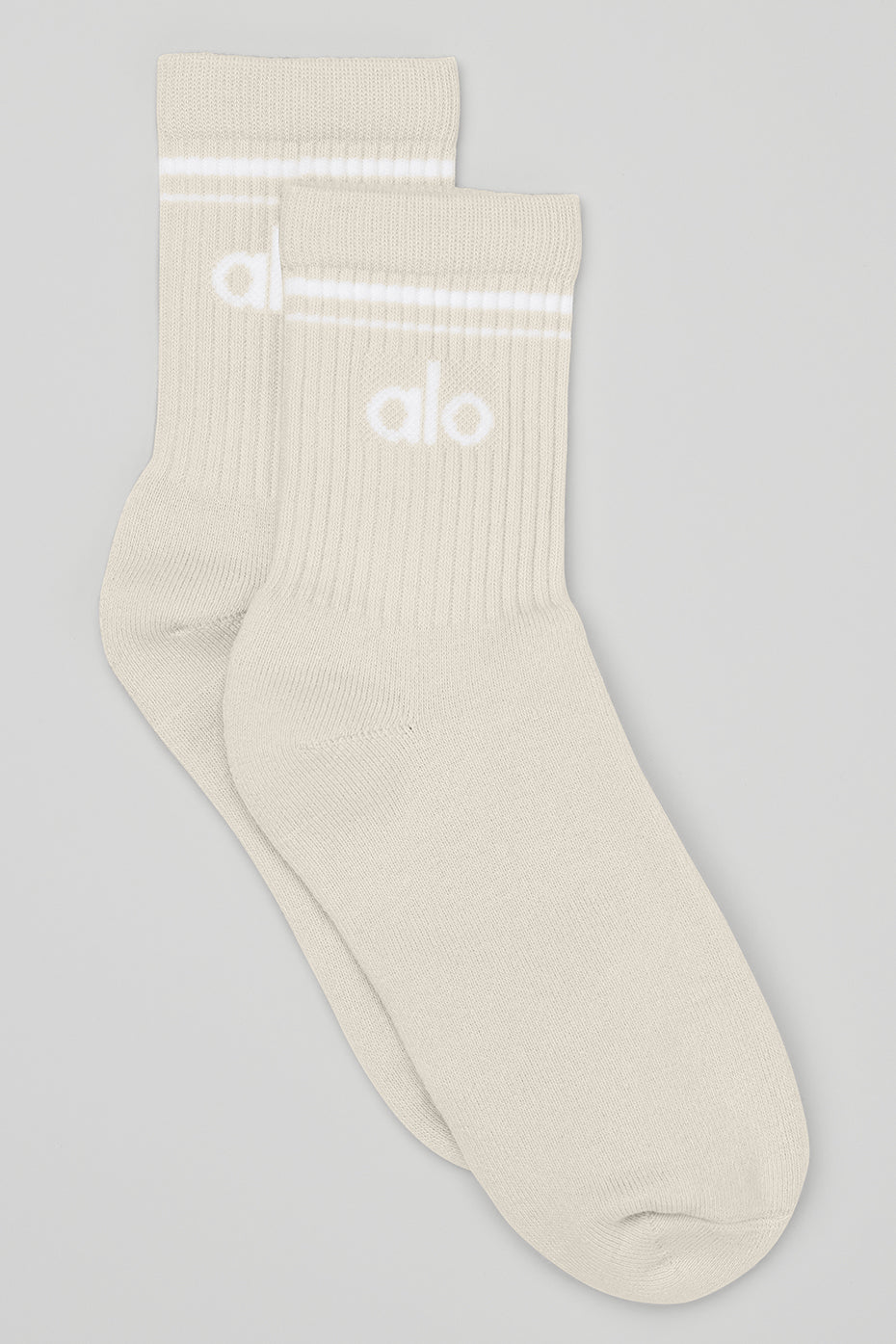 alo Unisex Half-Crew Throwback Sock - Bone/White