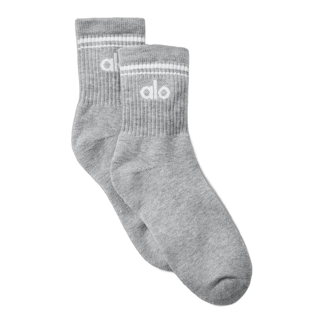 alo Unisex Half-Crew Throwback Sock - Athletic Heather Grey/White