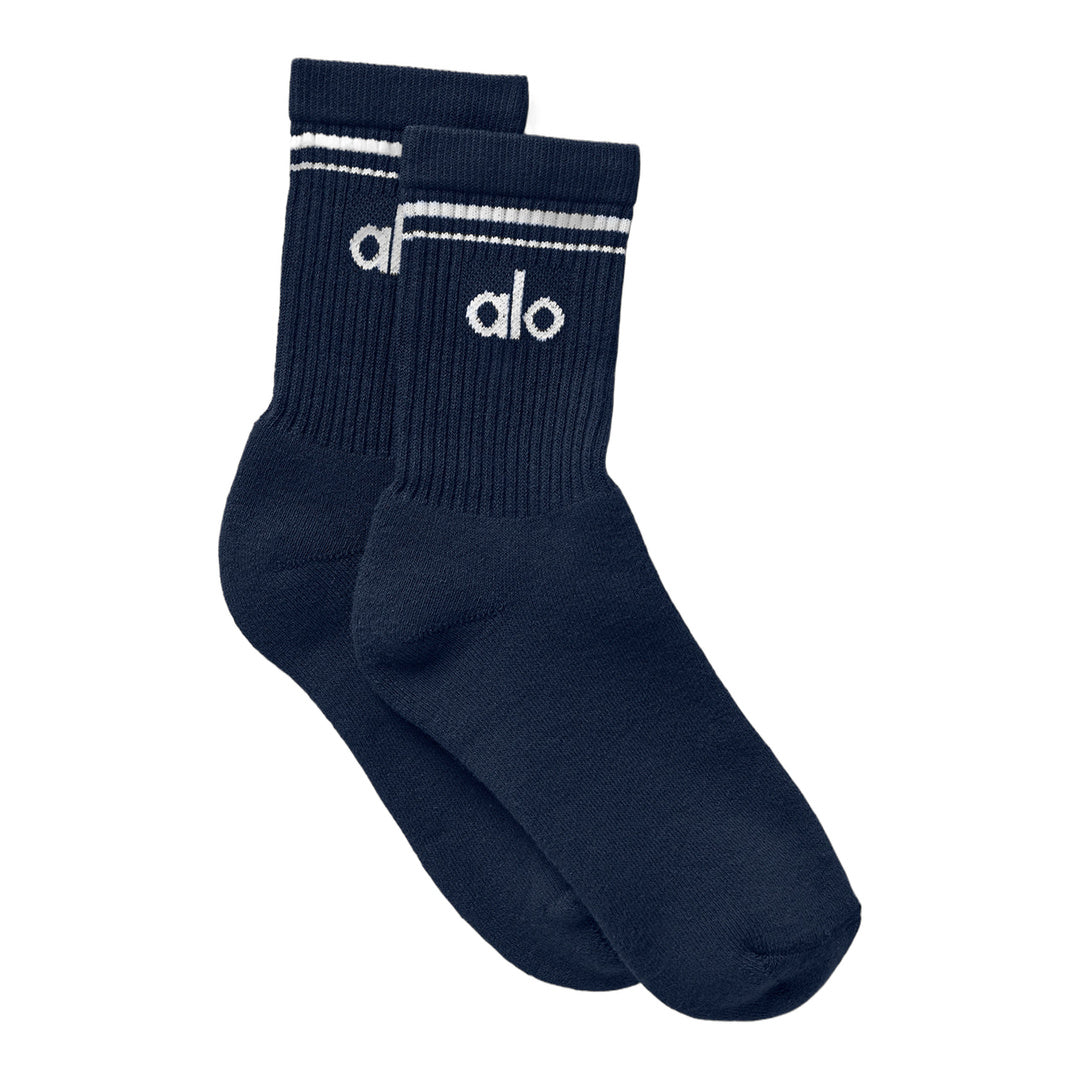 alo Unisex Half-Crew Throwback Sock - Navy/White