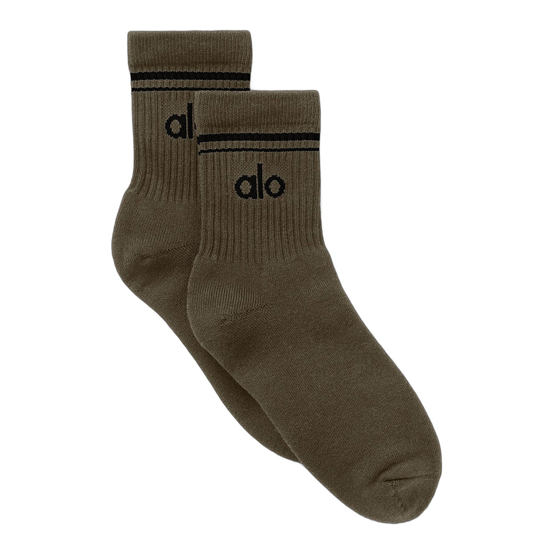 alo Unisex Half-Crew Throwback Sock - Olive Tree/Black
