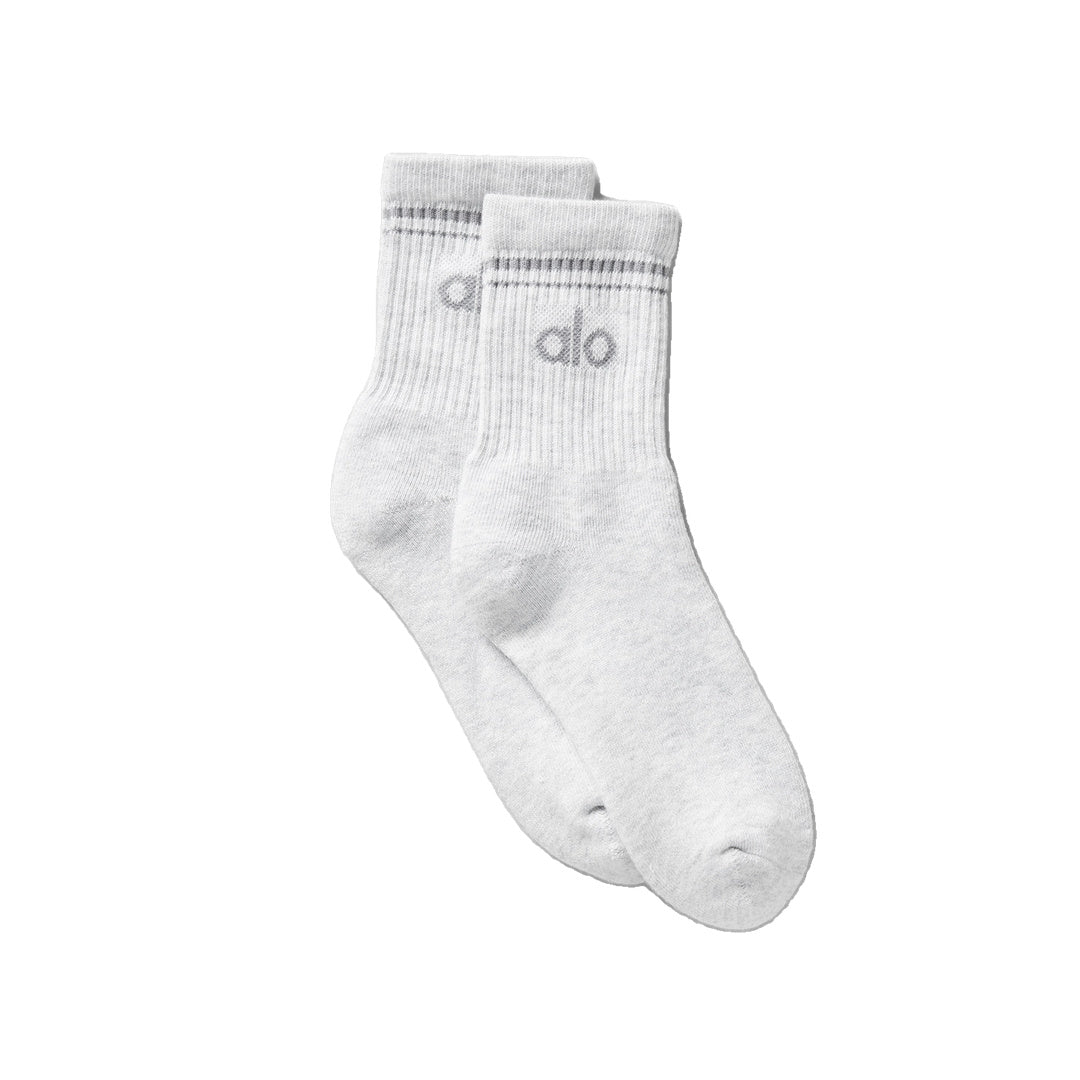 ALO Unisex Half-Crew Throwback Sock - White Heather/Grey