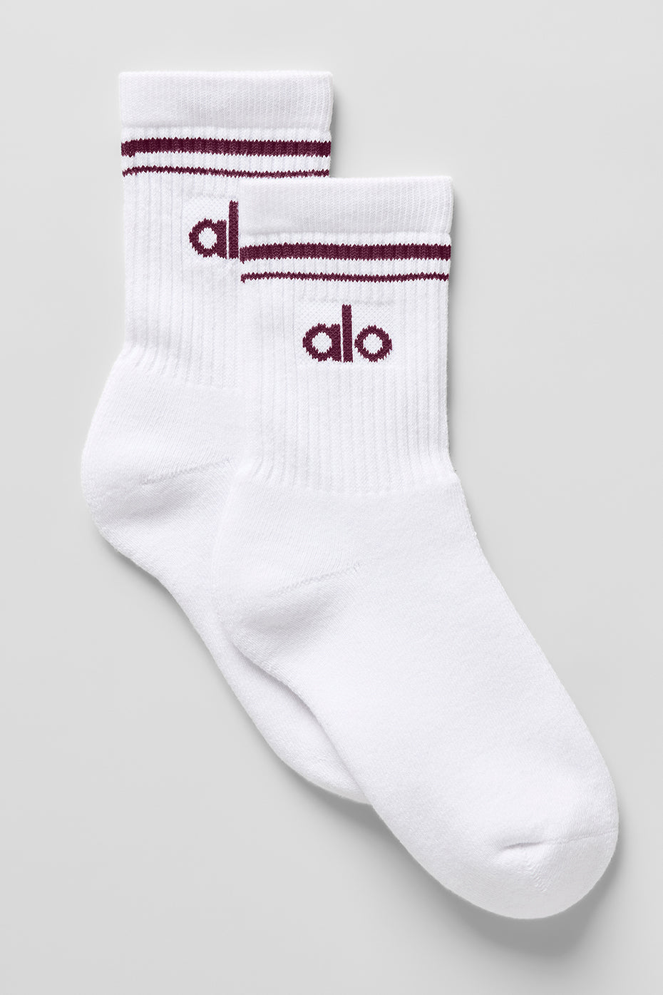 alo Unisex Half-Crew Throwback Sock - White/Burgundy