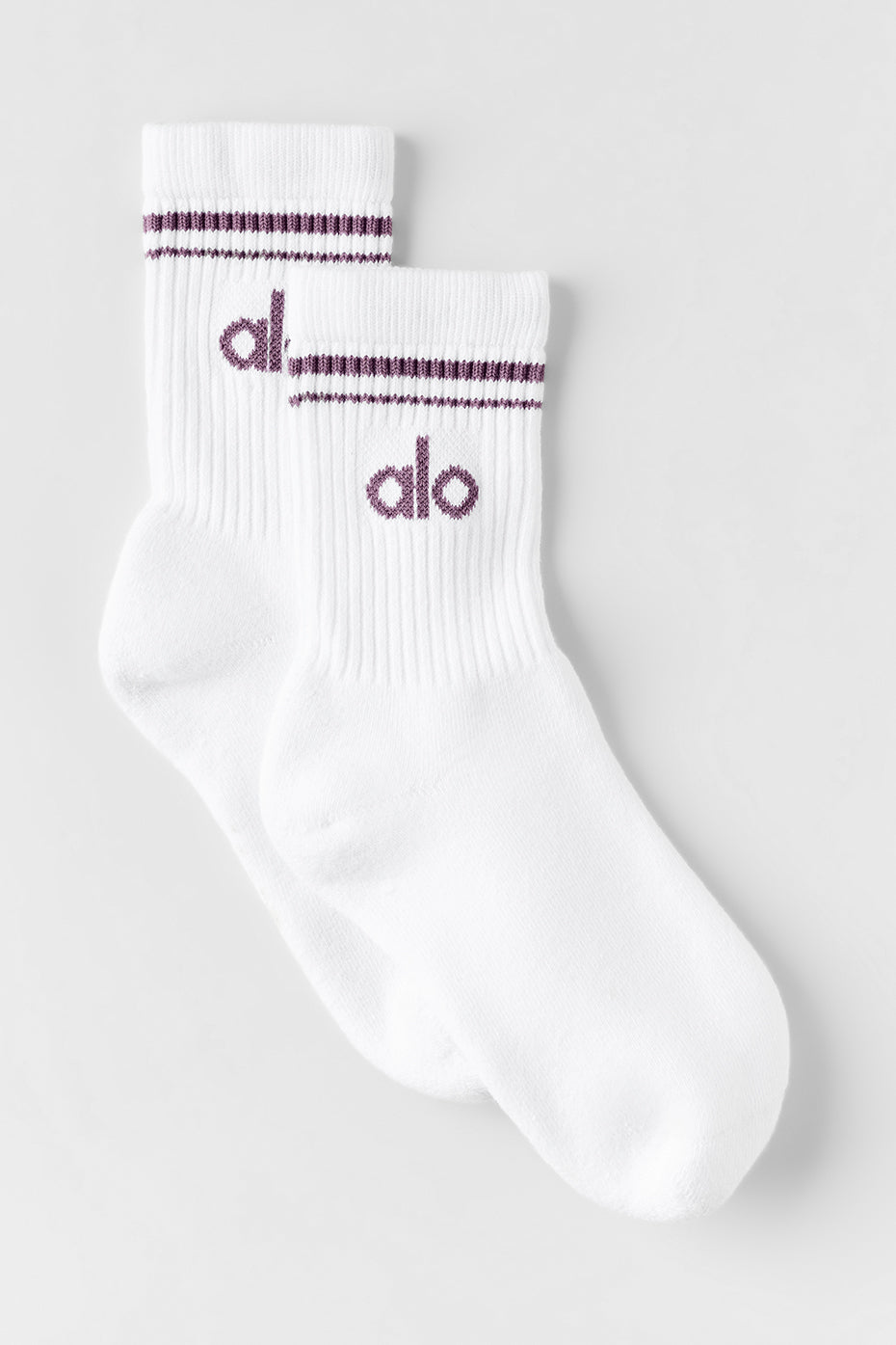 alo Unisex Half-Crew Throwback Sock - White/Plum Kiss