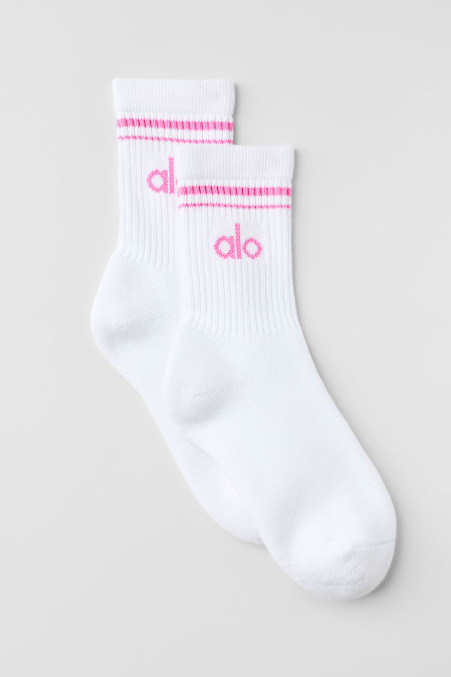 alo Unisex Half-Crew Throwback Sock - White/Paradise Pink