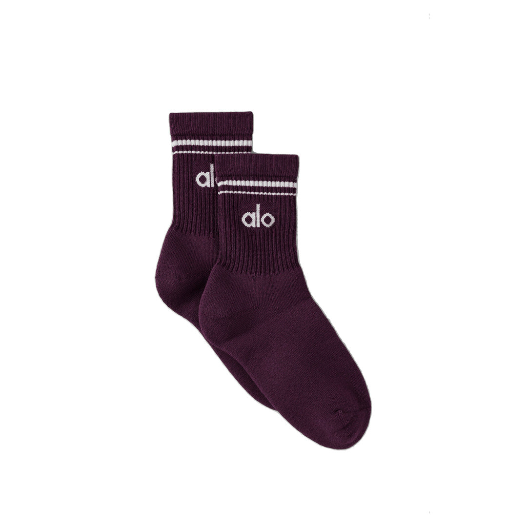 ALO Unisex Half-Crew Throwback Sock - Rich Bordeaux/White