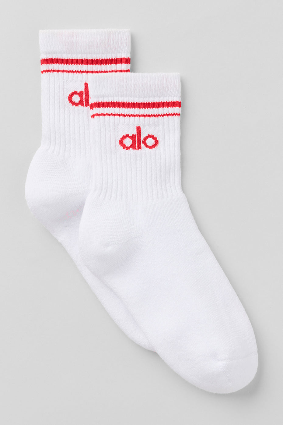 alo Unisex Half-Crew Throwback Sock - White/Bright Red