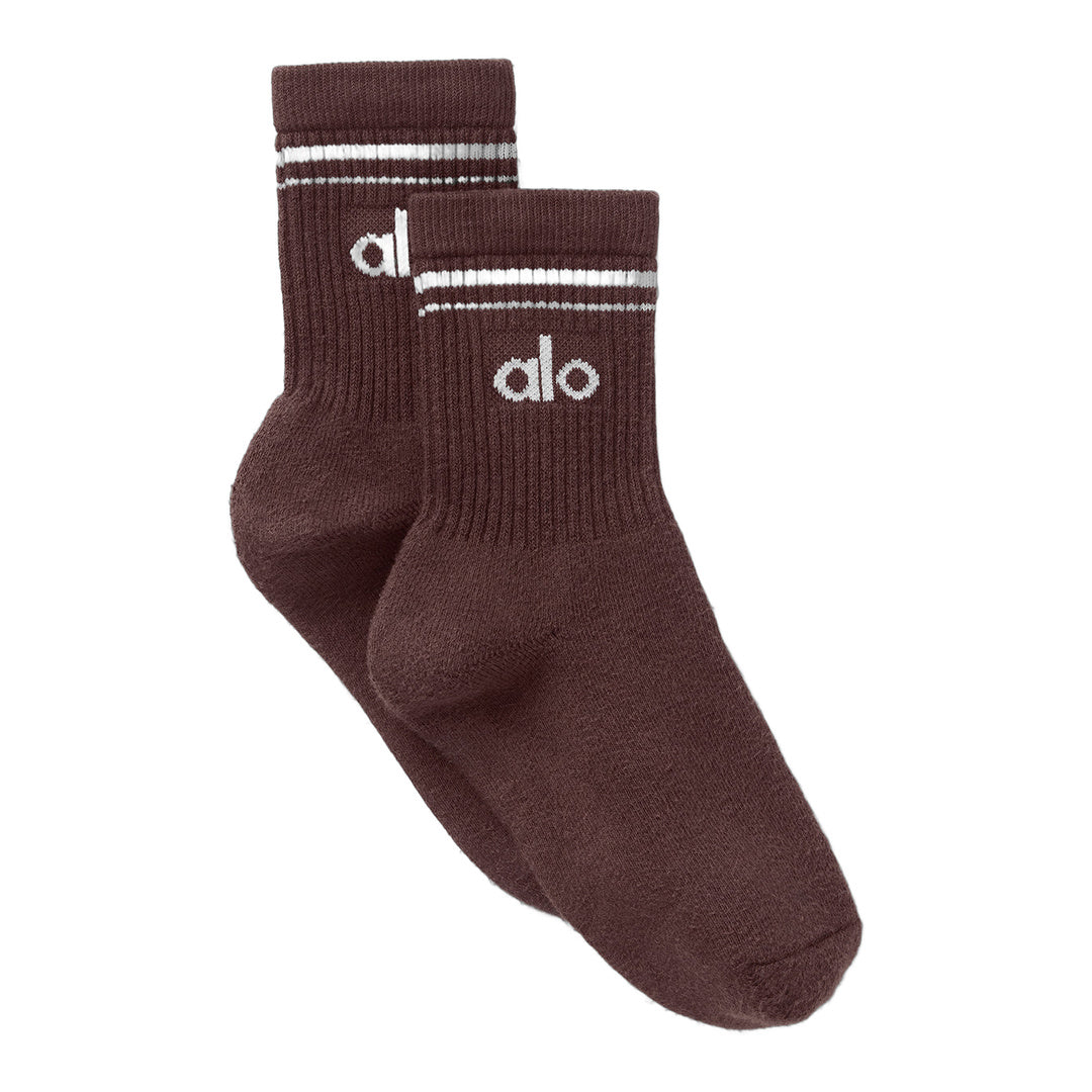 alo Unisex Half-Crew Throwback Sock - Brownstone/White