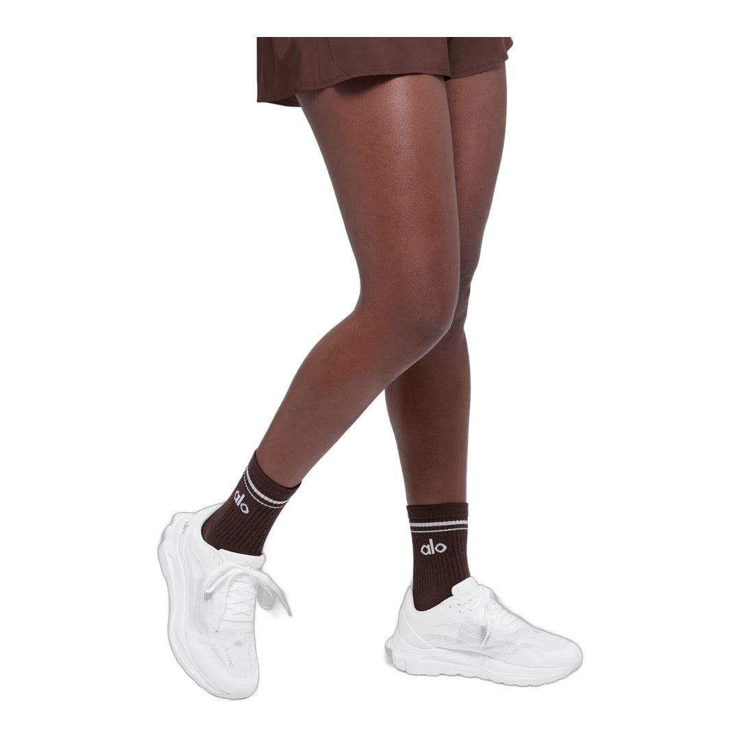alo Unisex Half-Crew Throwback Sock - Brownstone/White