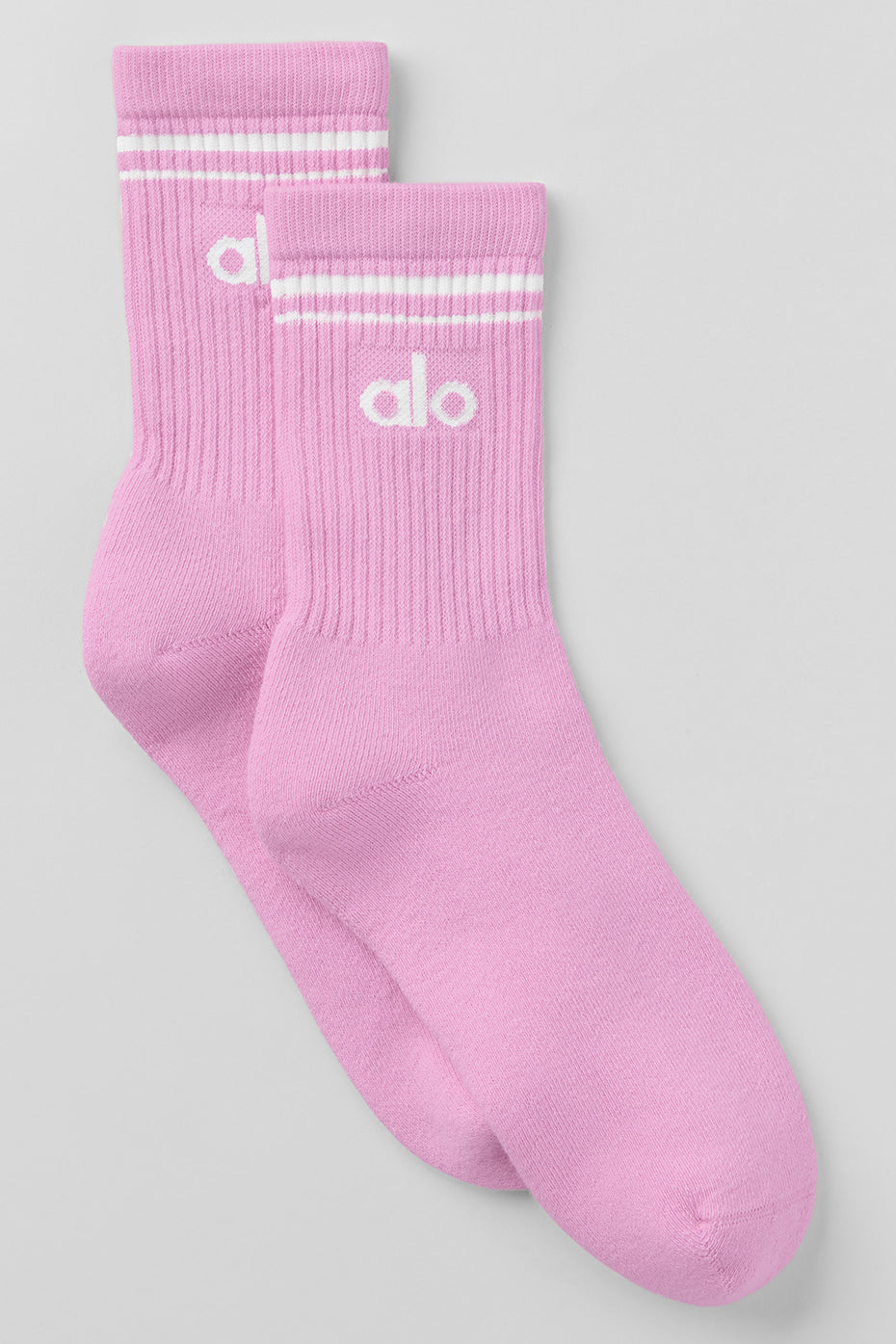 alo Unisex Half-Crew Throwback Sock - Candy Heart Pink/White