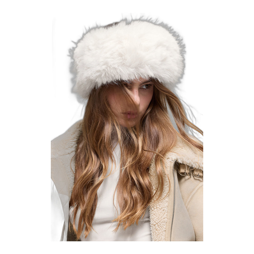 alo Opulent Faux Fur Wintersun Headband - Ivory