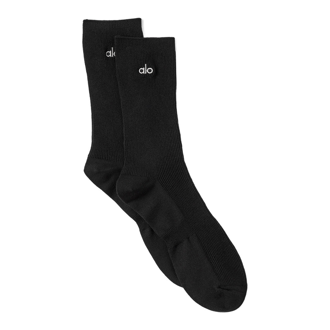alo Unisex Half-Crew Understated Sock - Black