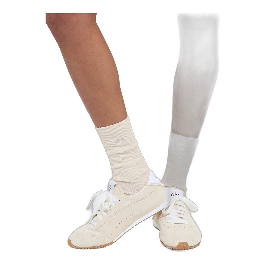alo Unisex Half-Crew Understated Sock - Bone