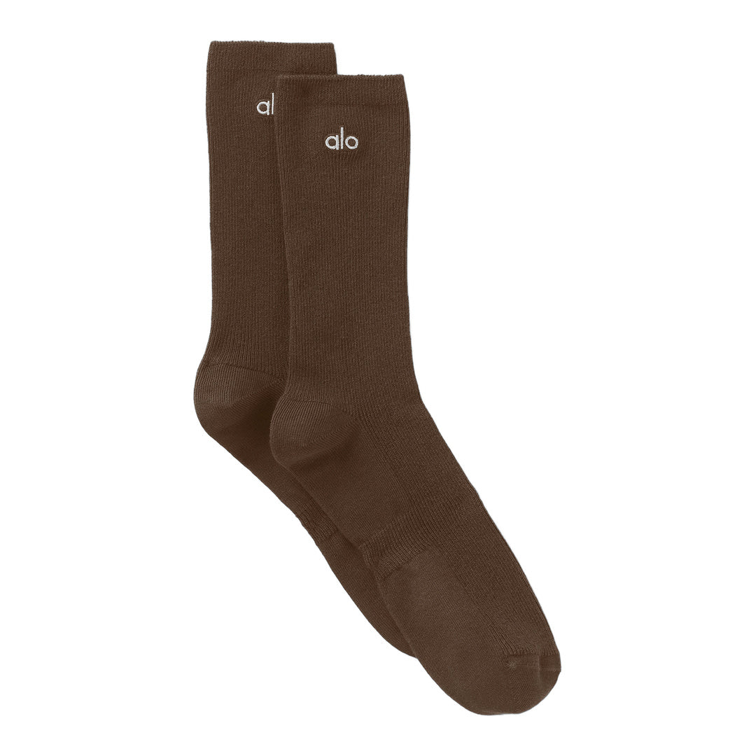 alo Unisex Half-Crew Understated Sock - Espresso