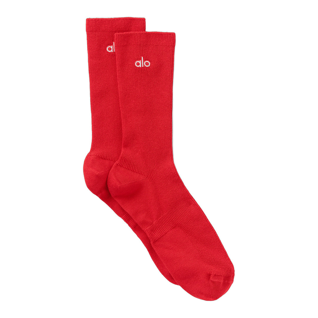alo Unisex Half-Crew Understated Sock - Bright Red