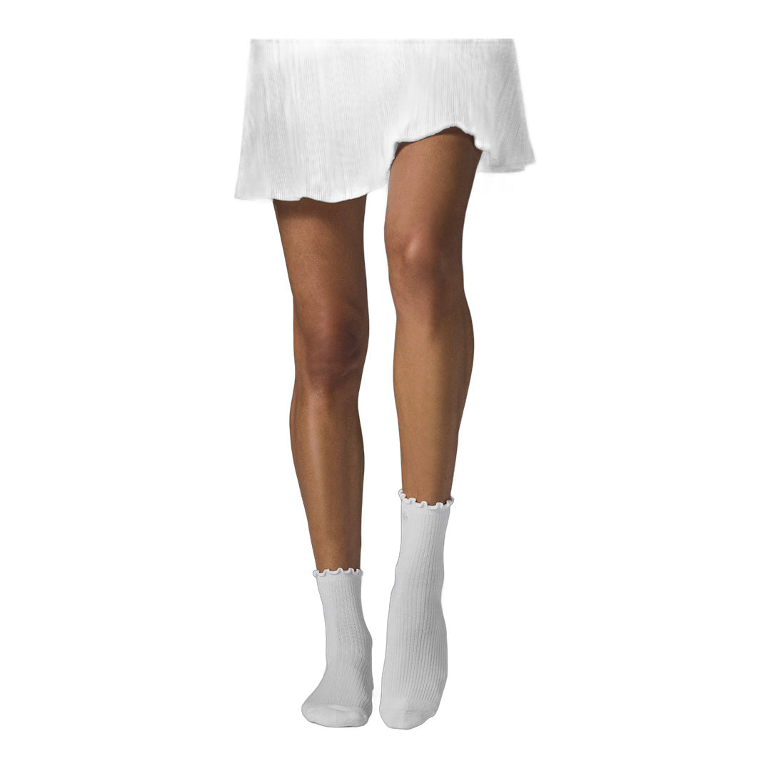 alo Women's Lettuce Edge Sock - White