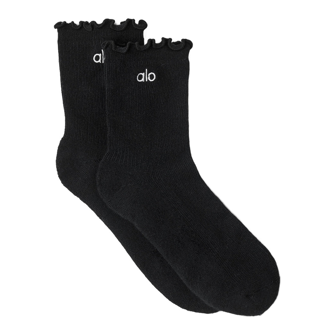 alo Women's Lettuce Edge Sock - Black