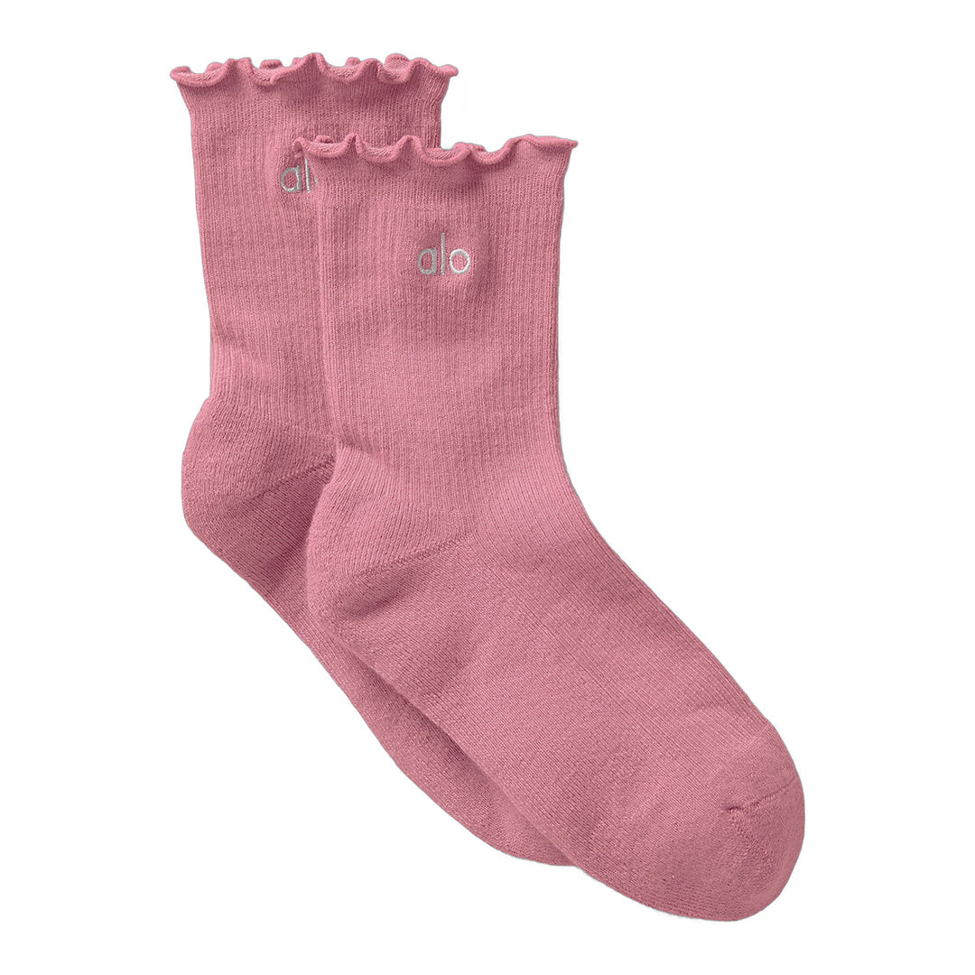 alo Women's Lettuce Edge Sock - Pink Wild Rose