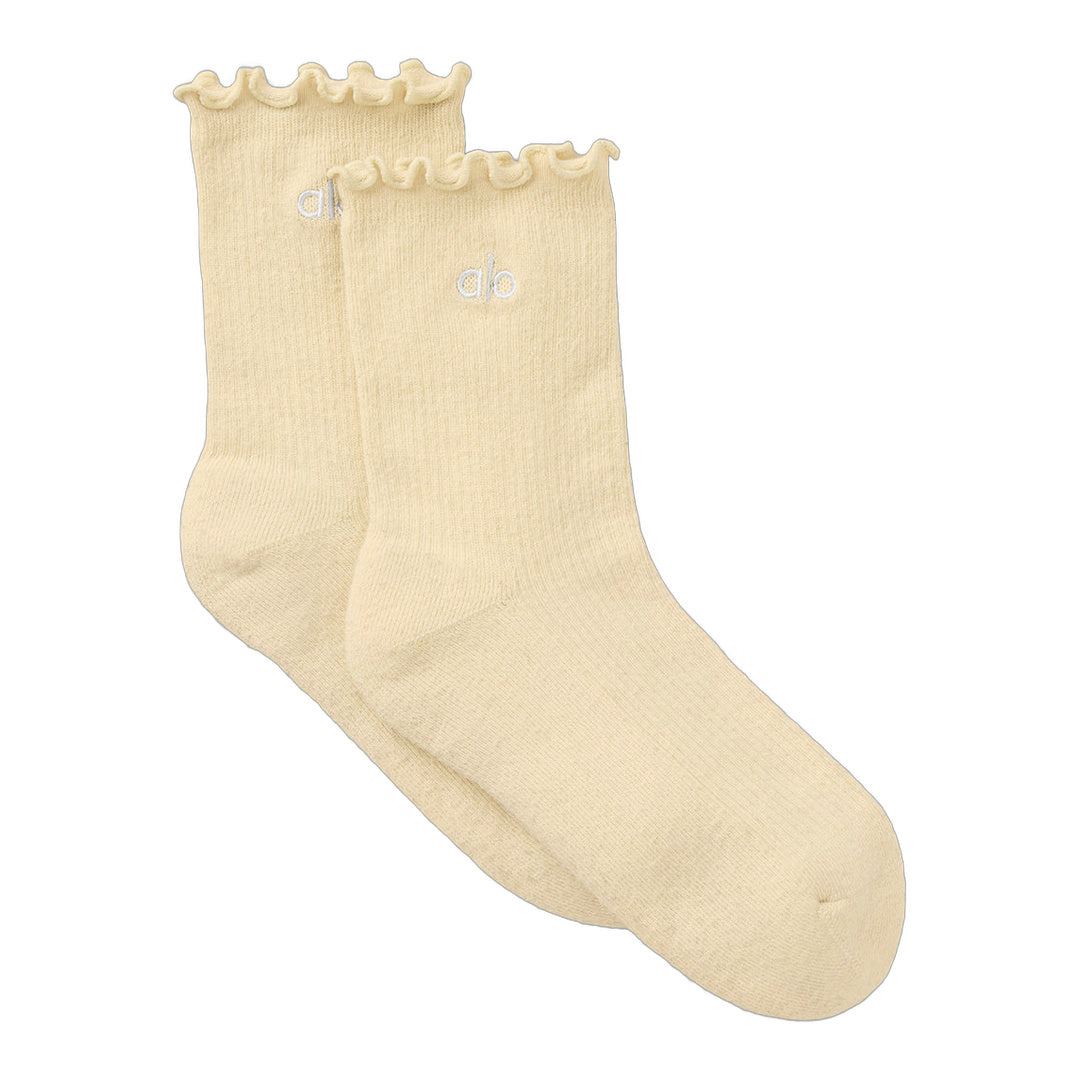alo Women's Lettuce Edge Sock - Candlelight Yellow