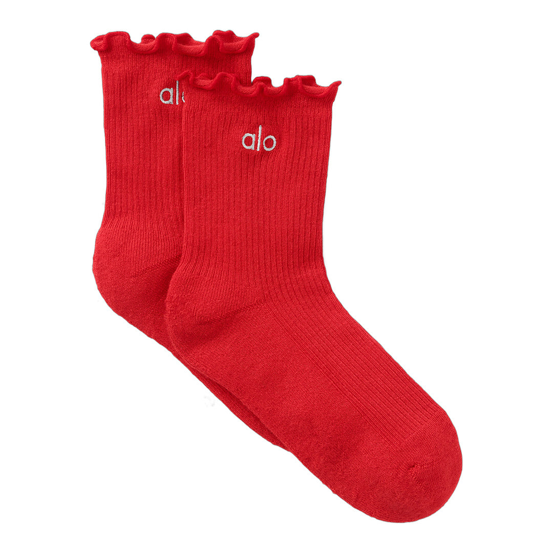 alo Women's Lettuce Edge Sock - Bright Red
