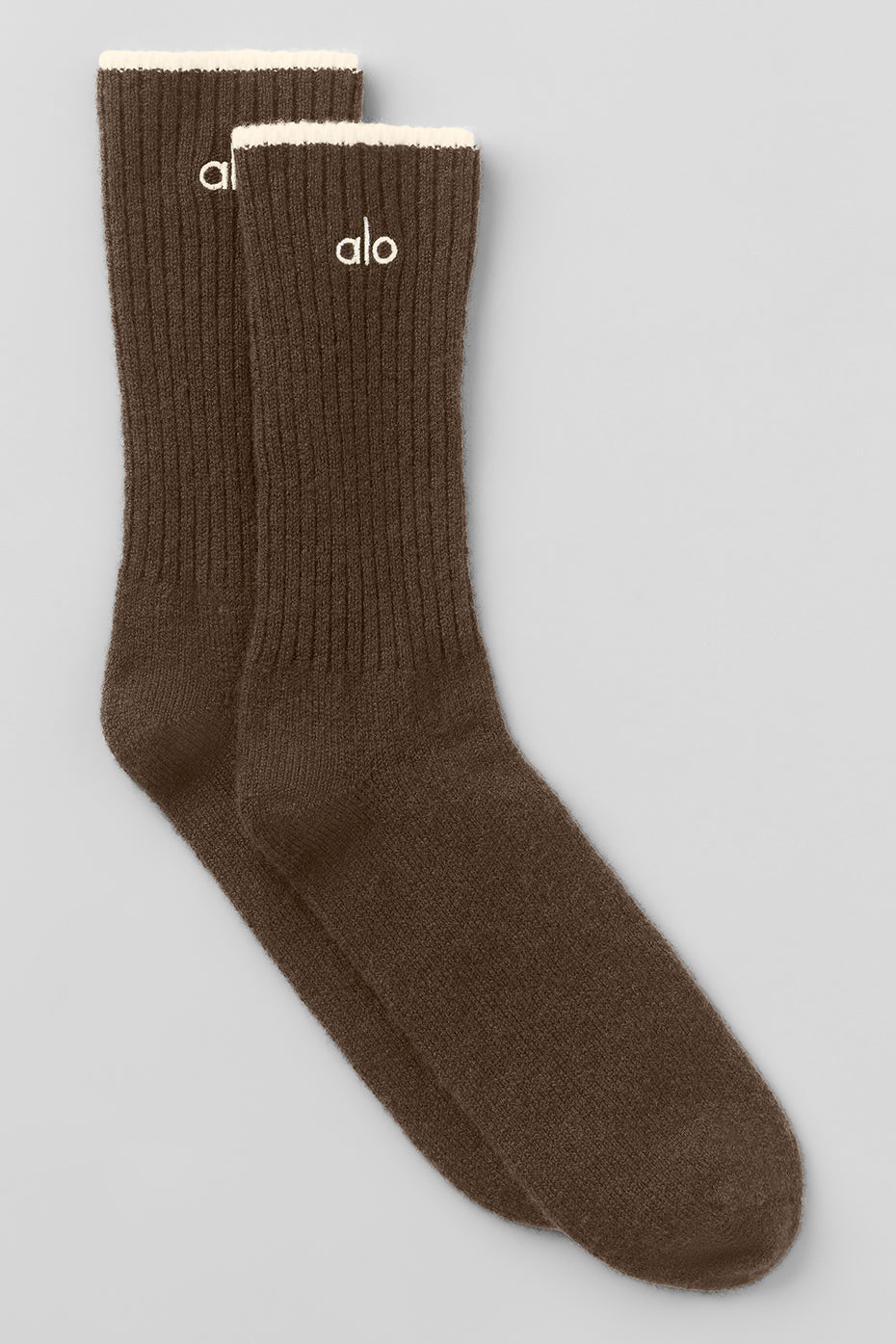 alo Unisex Wool Cashmere Light Frosted Sock - Espresso Heather/Ivory