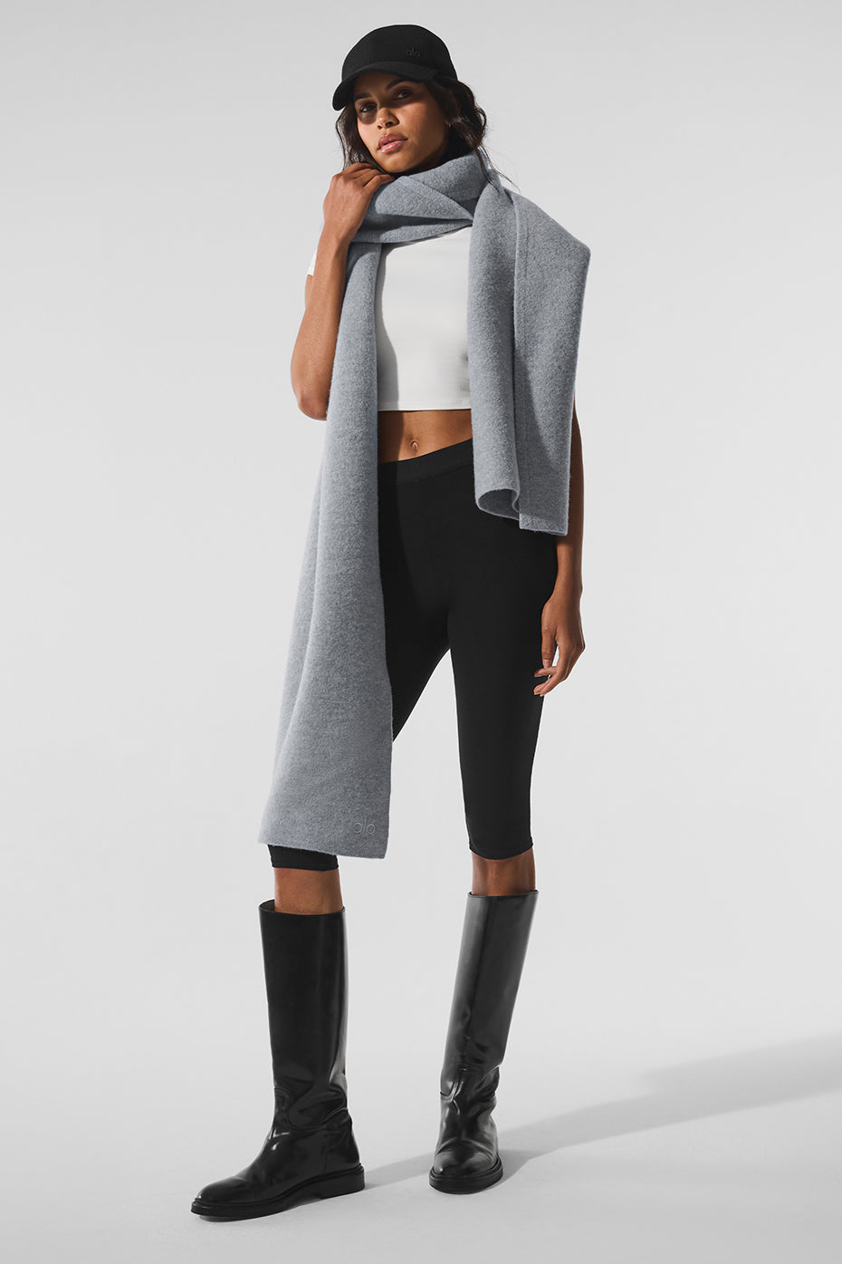 alo Merino Wool Oversized Scarf - Hazy Heather Grey