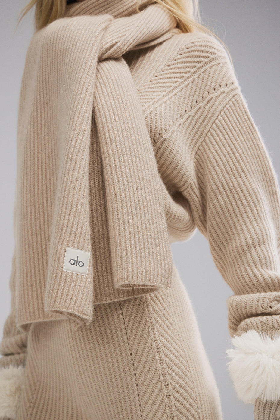 alo Courchevel Cashmere Scarf - Birch Heather