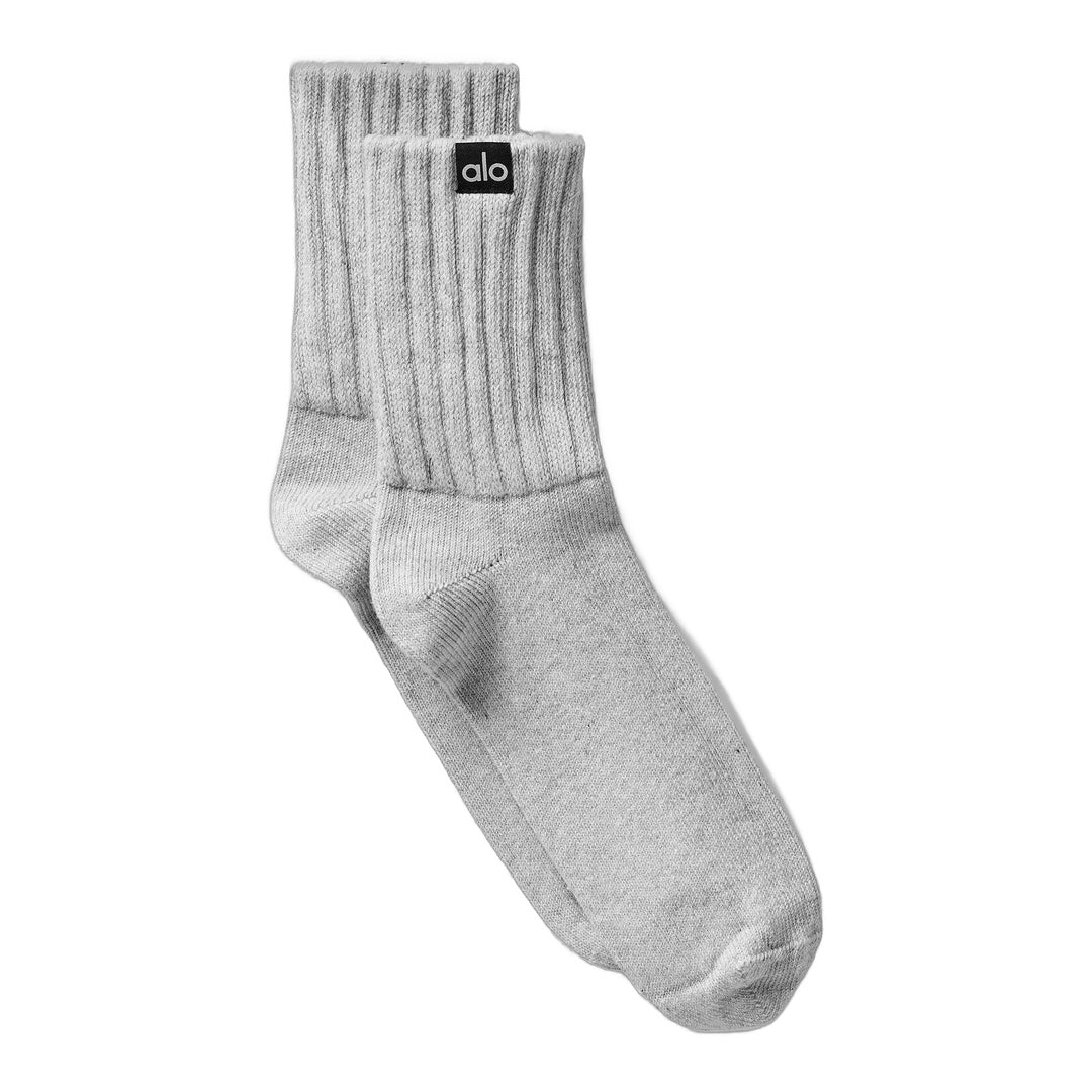 alo Unisex Half-Crew Scrunch Sock - Athletic Heather Grey