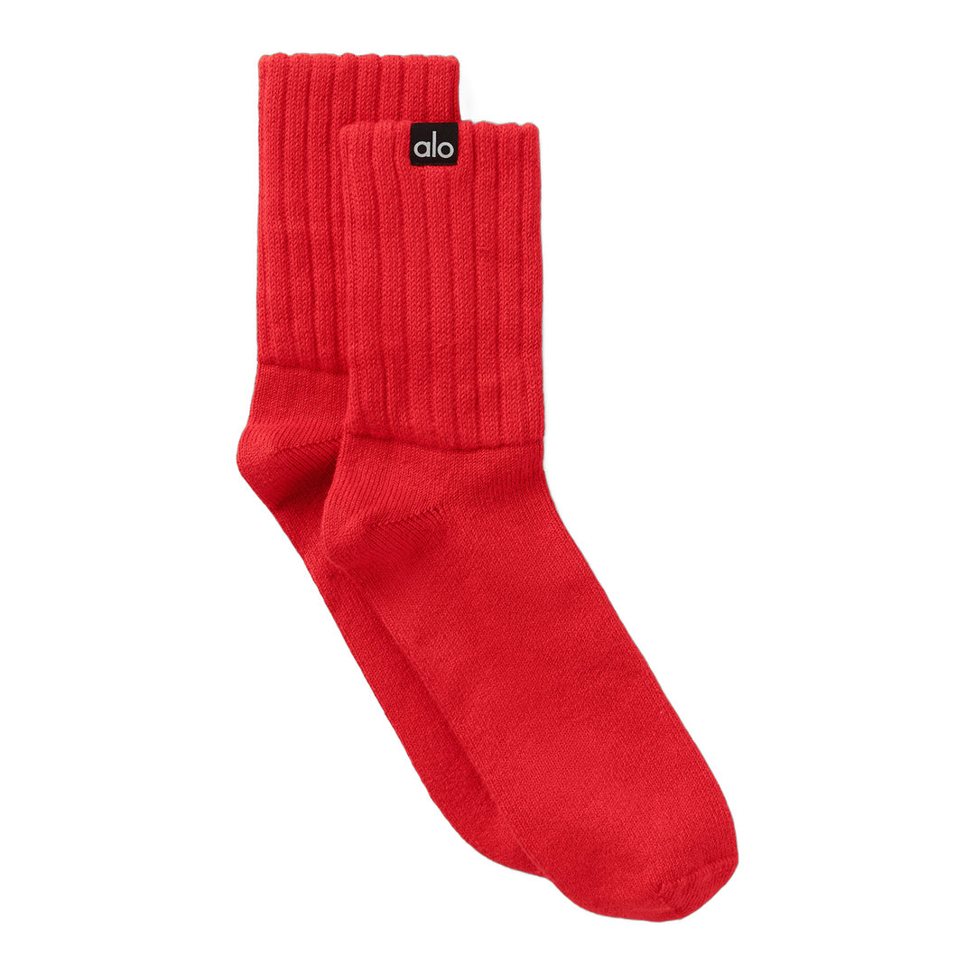 alo Unisex Half-Crew Scrunch Sock - Bright Red