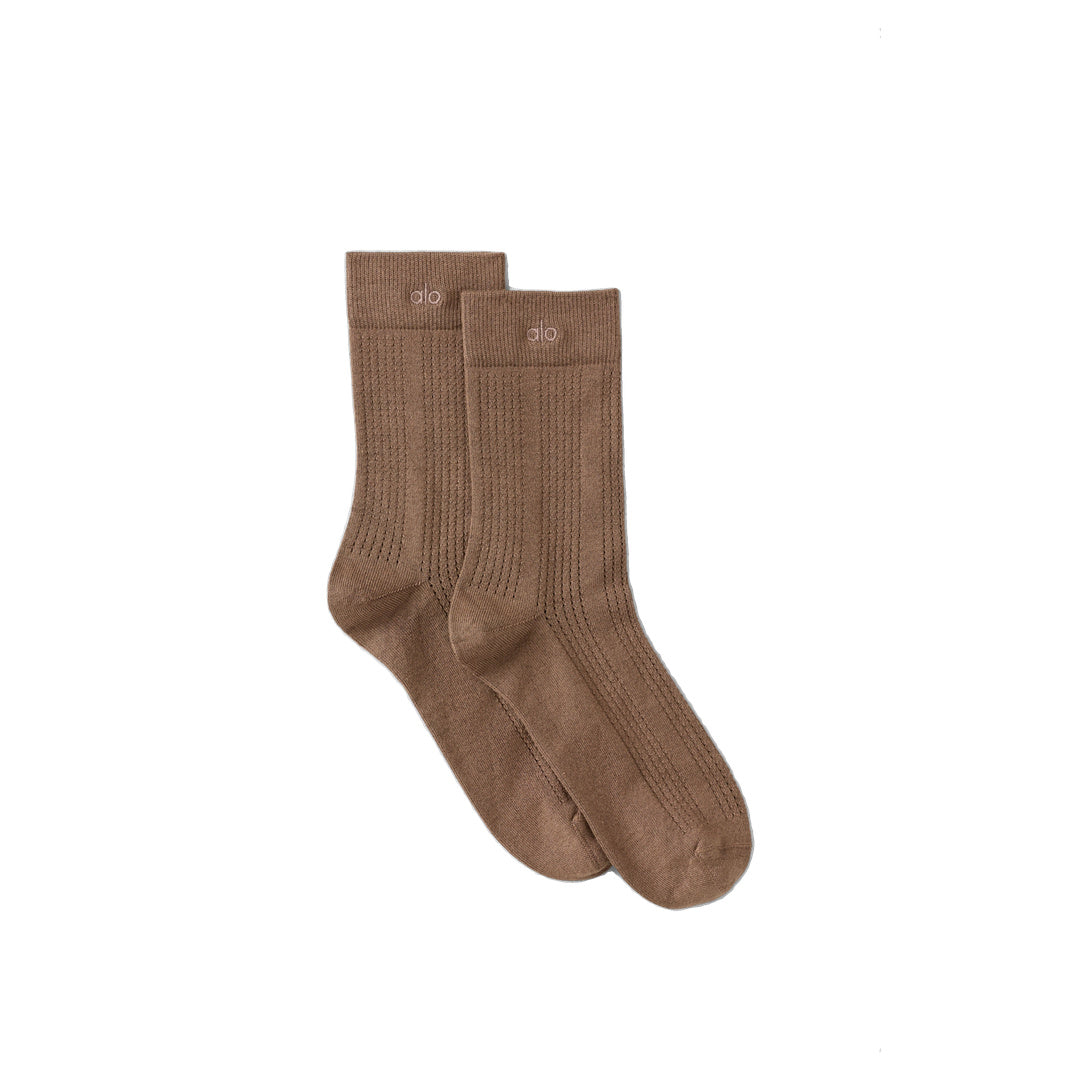 ALO Cashmere Mesh Sock - Java Brown