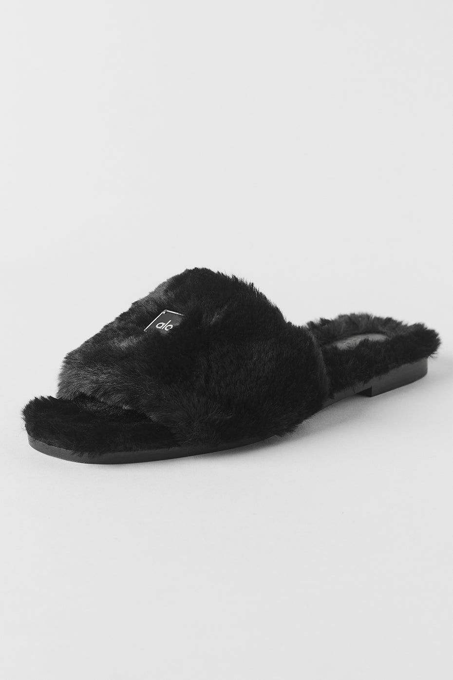 alo ALO Classico Faux Fur Sandal - Black