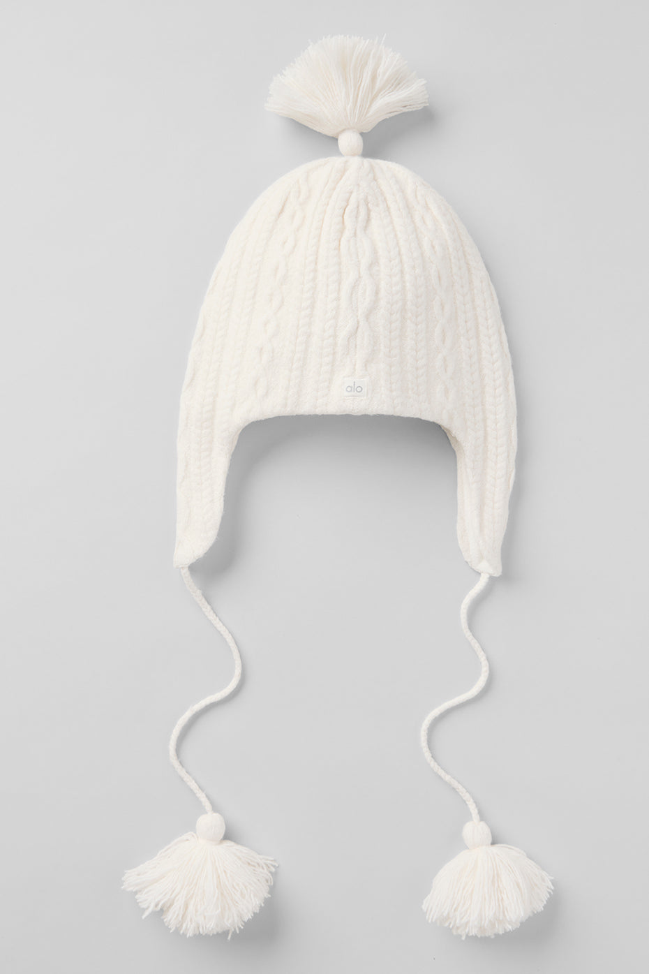 alo Cable Knit Winter Bliss Earflap Beanie - Ivory