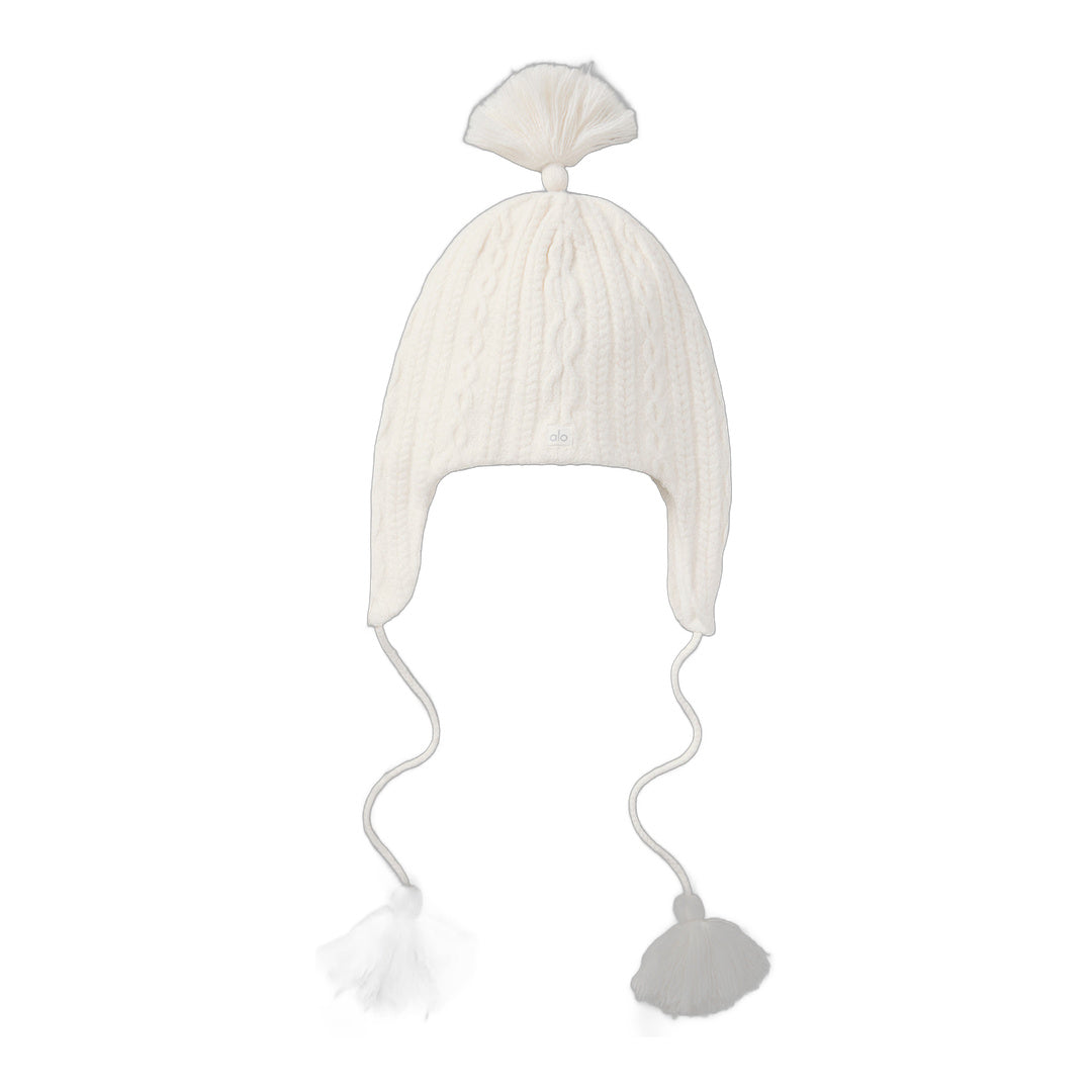 alo Cable Knit Winter Bliss Earflap Beanie - Ivory